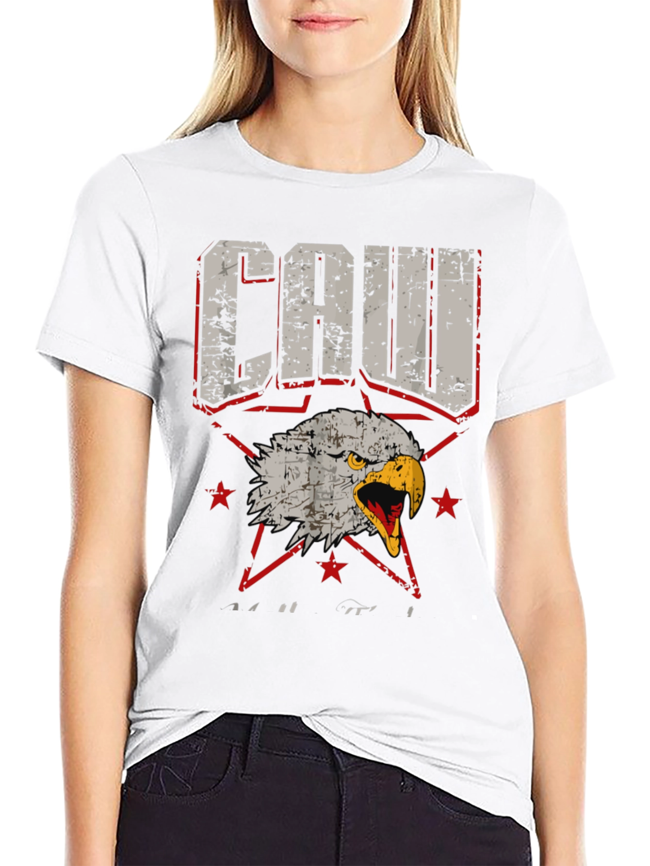 CAW Eagle Graphic Print Black T-Shirt