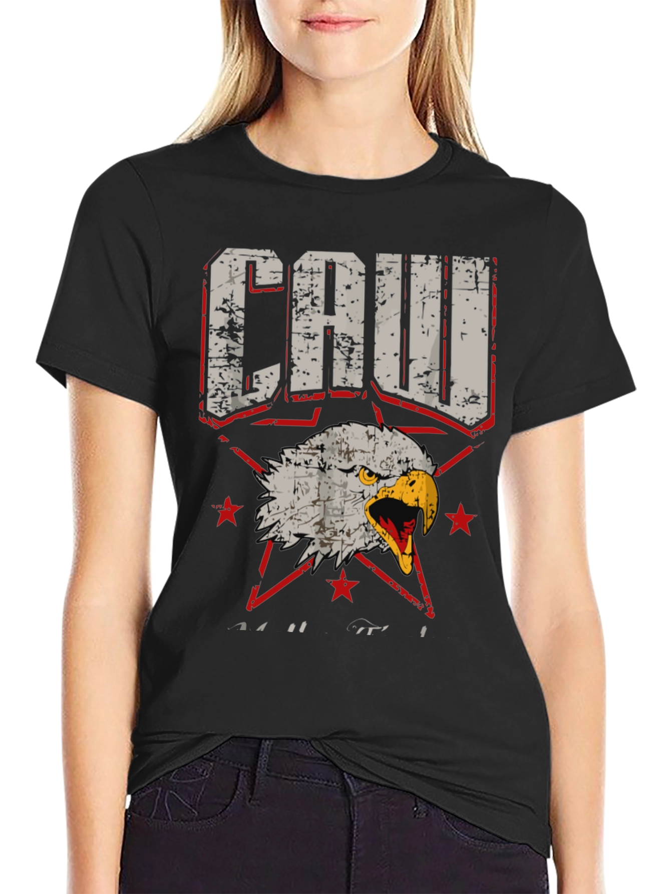CAW Eagle Graphic Print Black T-Shirt