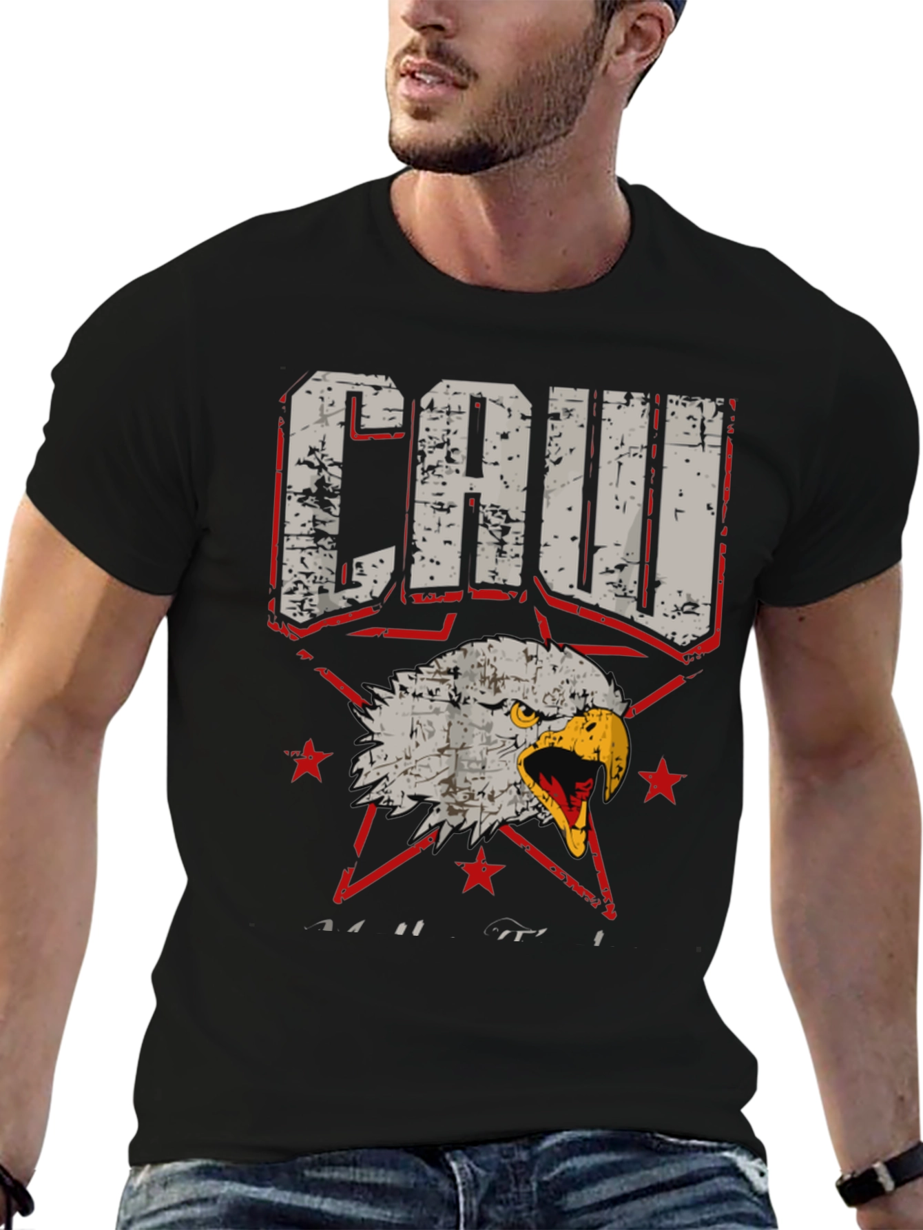 CAW Eagle Graphic Print Black T-Shirt