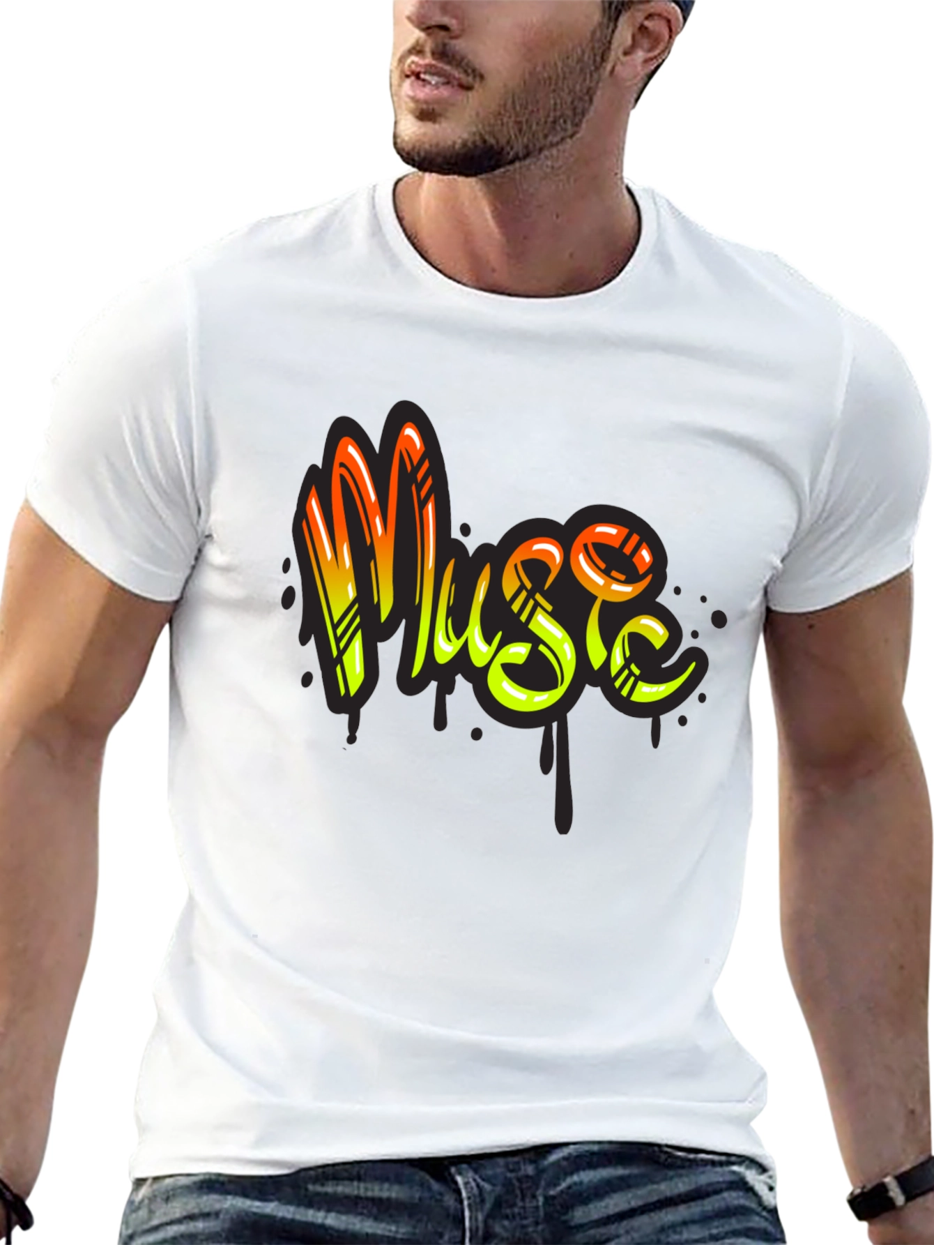 Music Graffiti Style Black T-Shirt