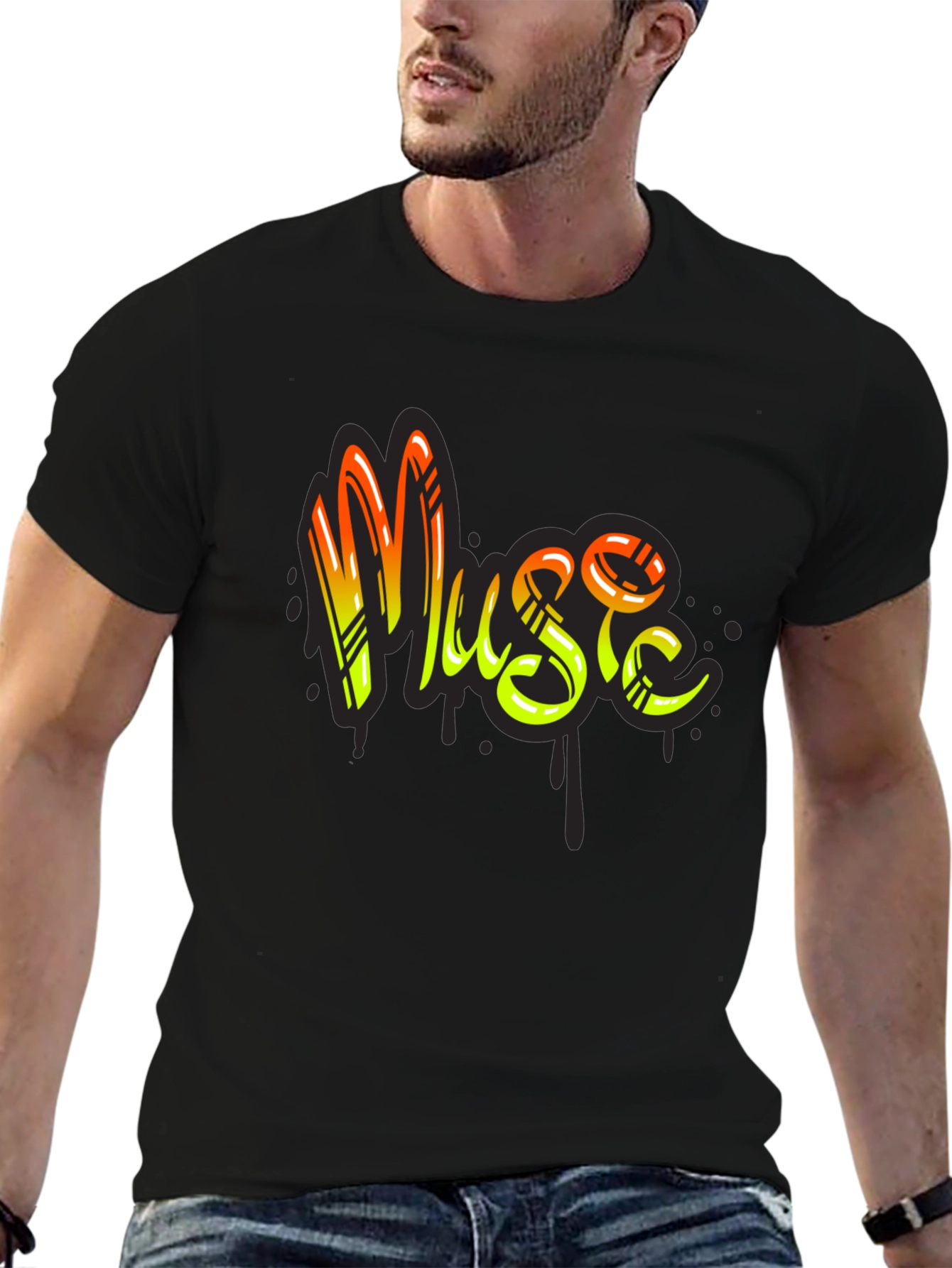 Music Graffiti Style Black T-Shirt