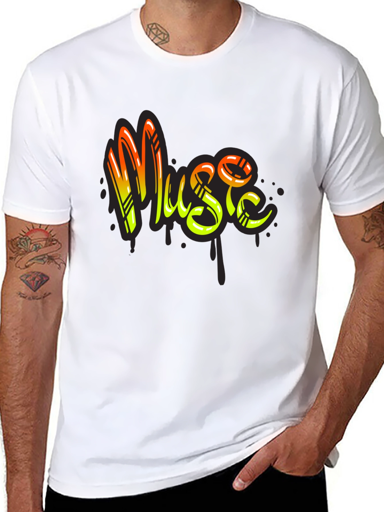 Music Graffiti Style Black T-Shirt