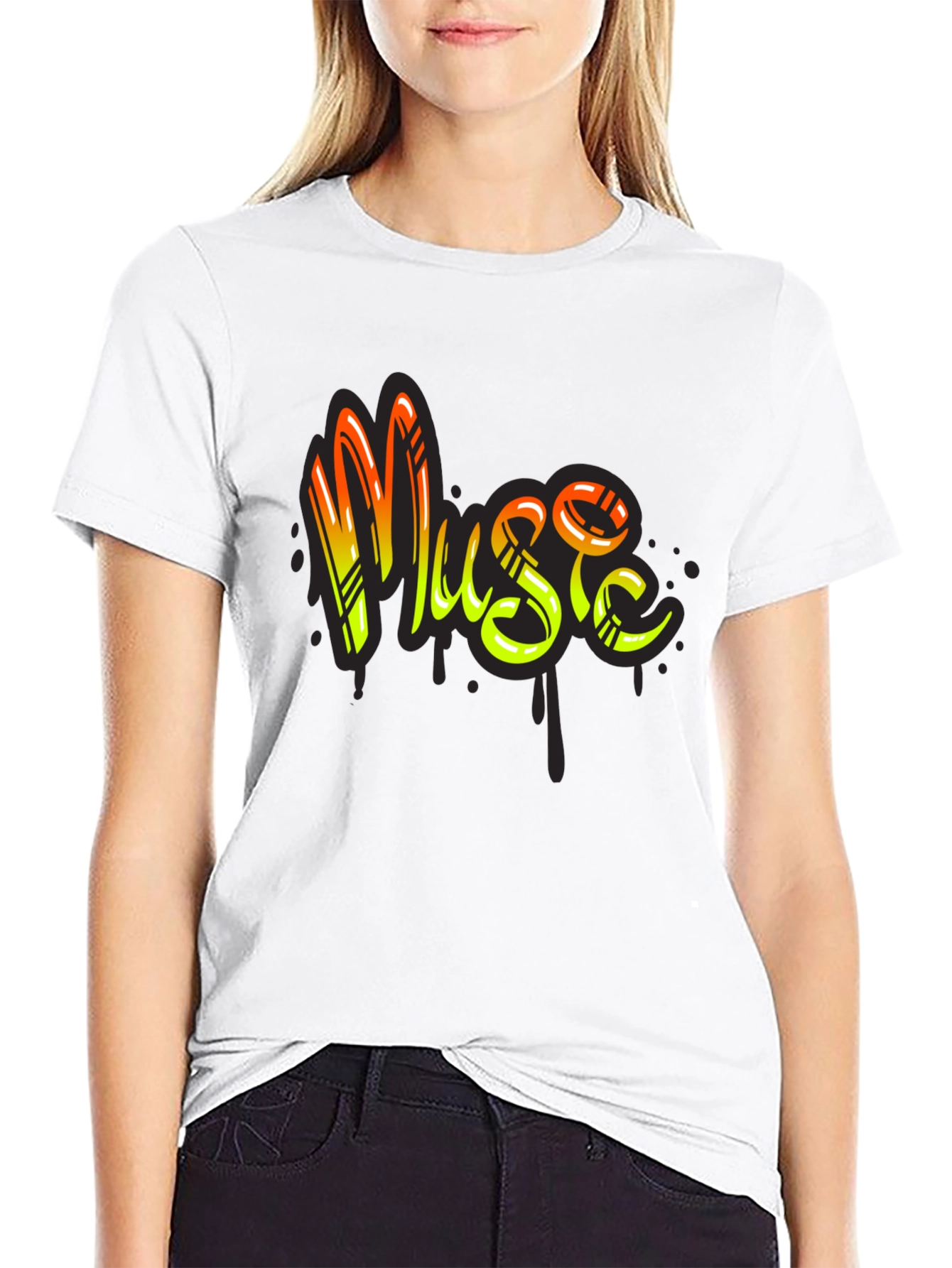 Music Graffiti Style Black T-Shirt