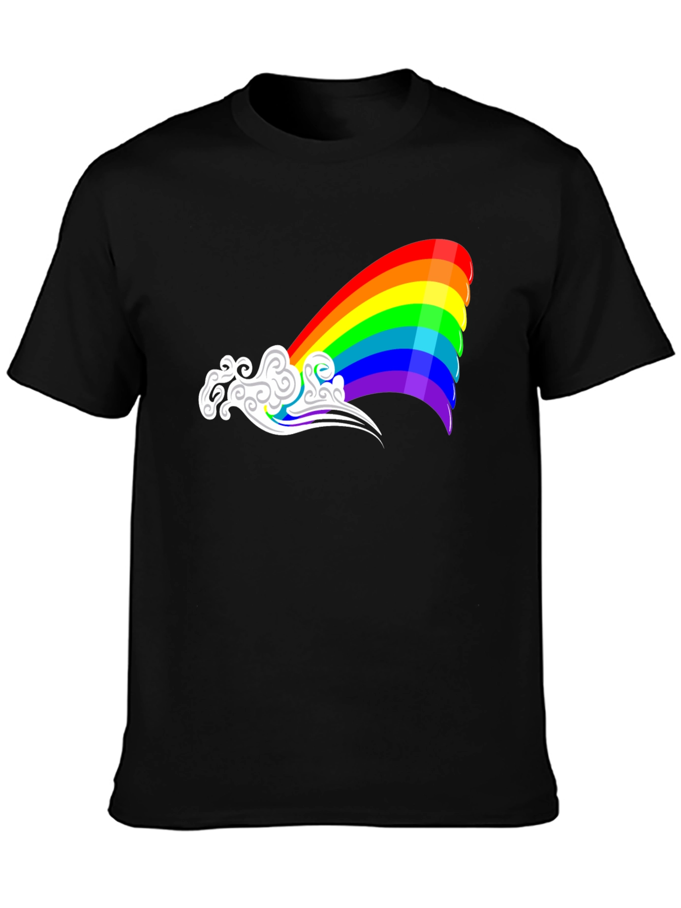 Rainbow Cloud Graphic Tee - Black Casual Shirt