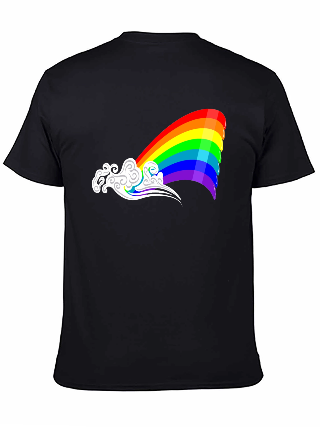 Rainbow Cloud Graphic Tee - Black Casual Shirt