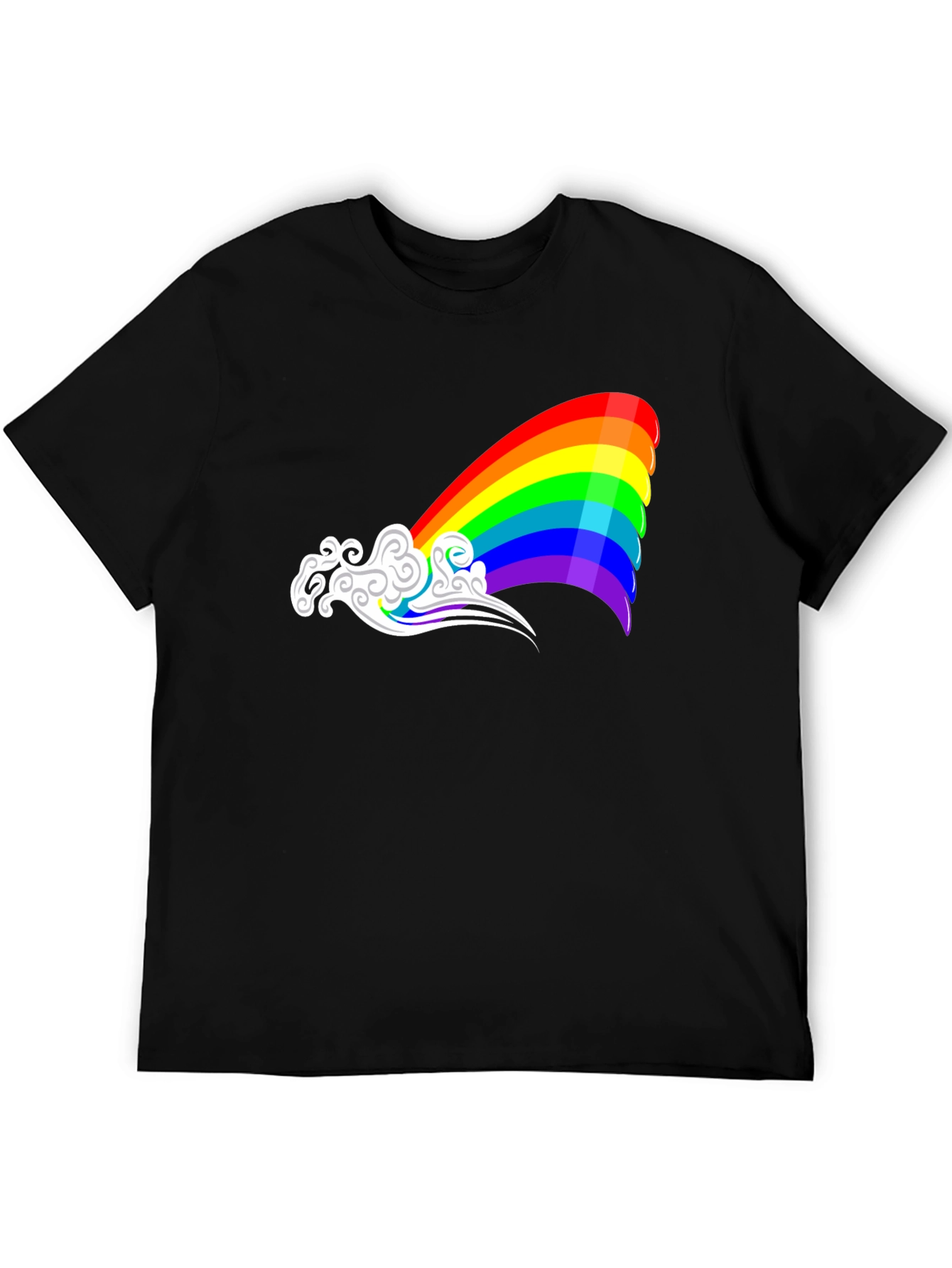 Rainbow Cloud Graphic Tee - Black Casual Shirt