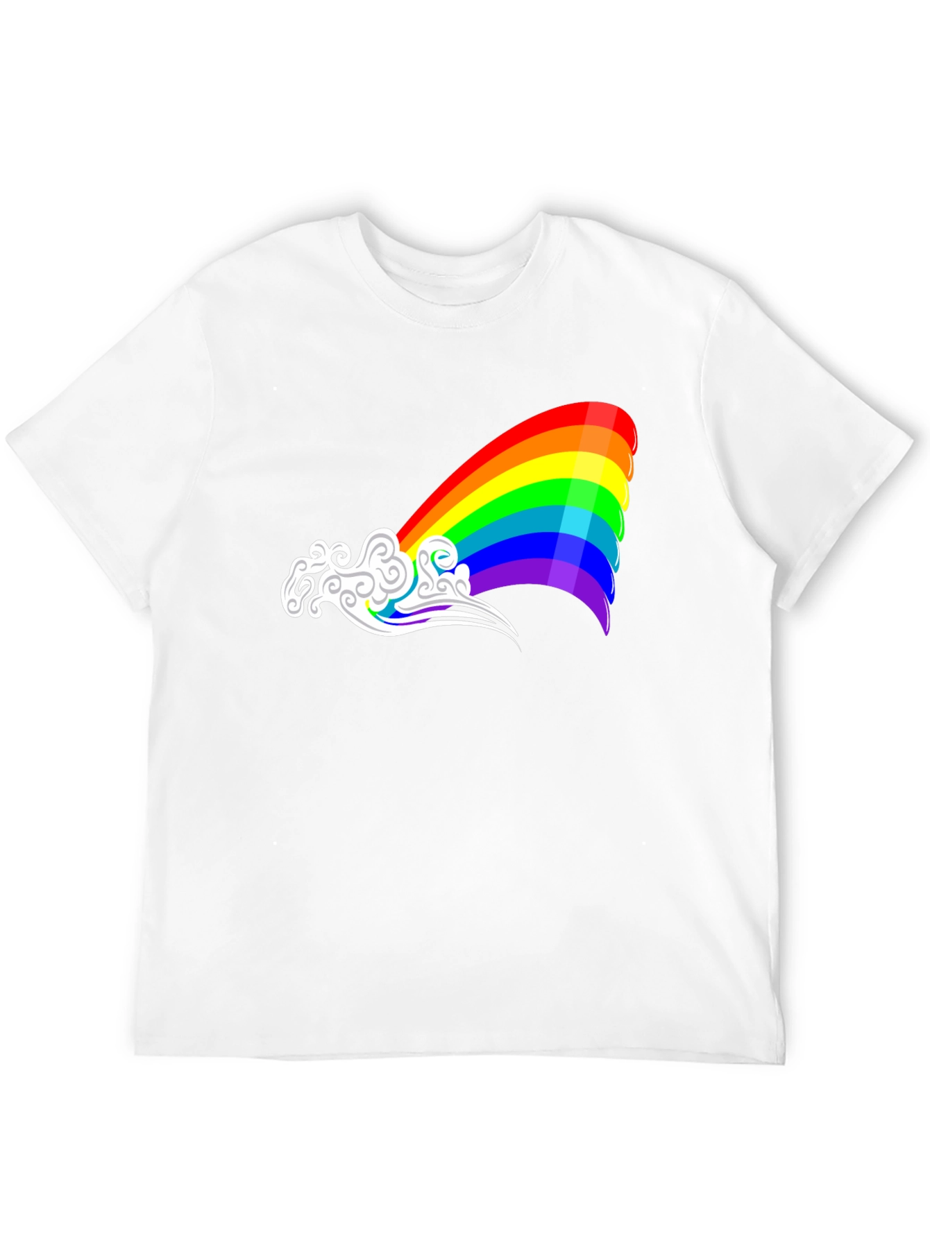 Rainbow Cloud Graphic Tee - Black Casual Shirt