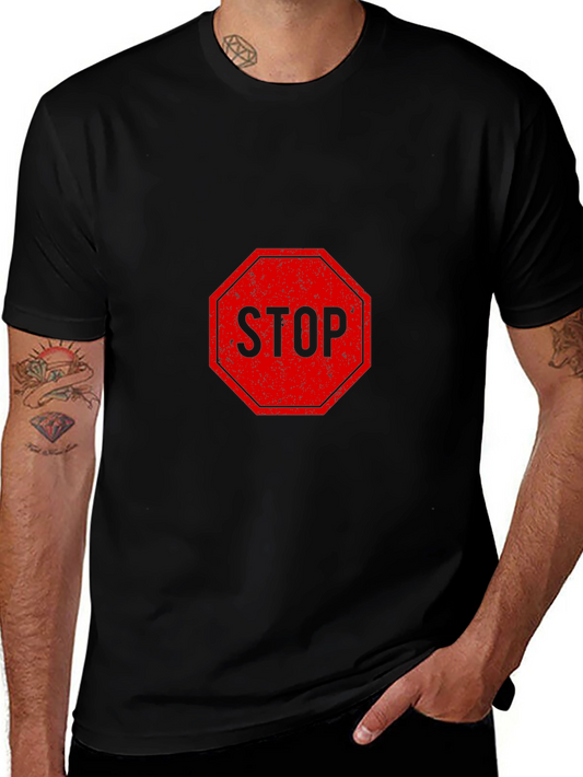 Stop Sign Graphic Tee - Black Short Sleeve