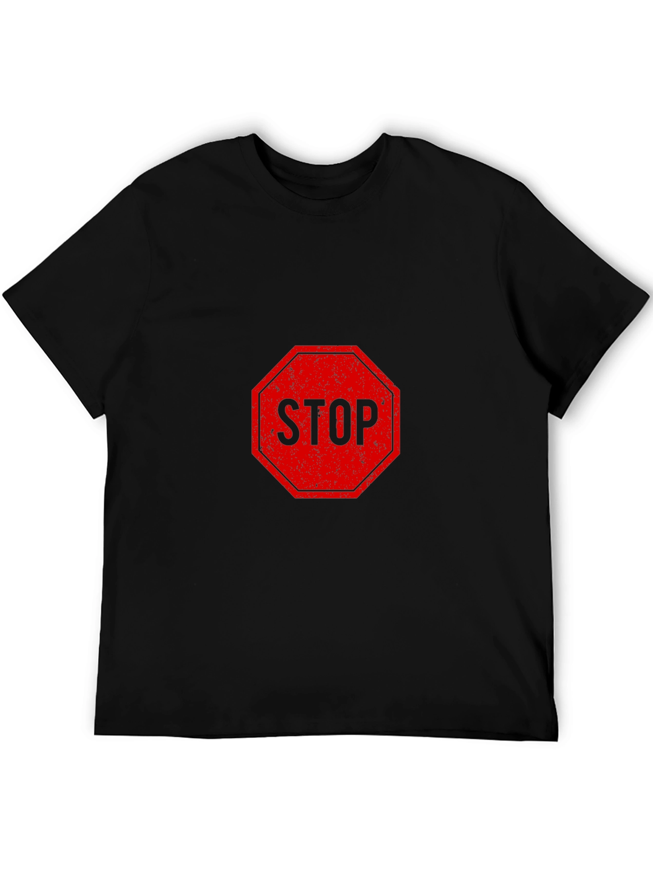 Stop Sign Graphic Tee - Black Short Sleeve