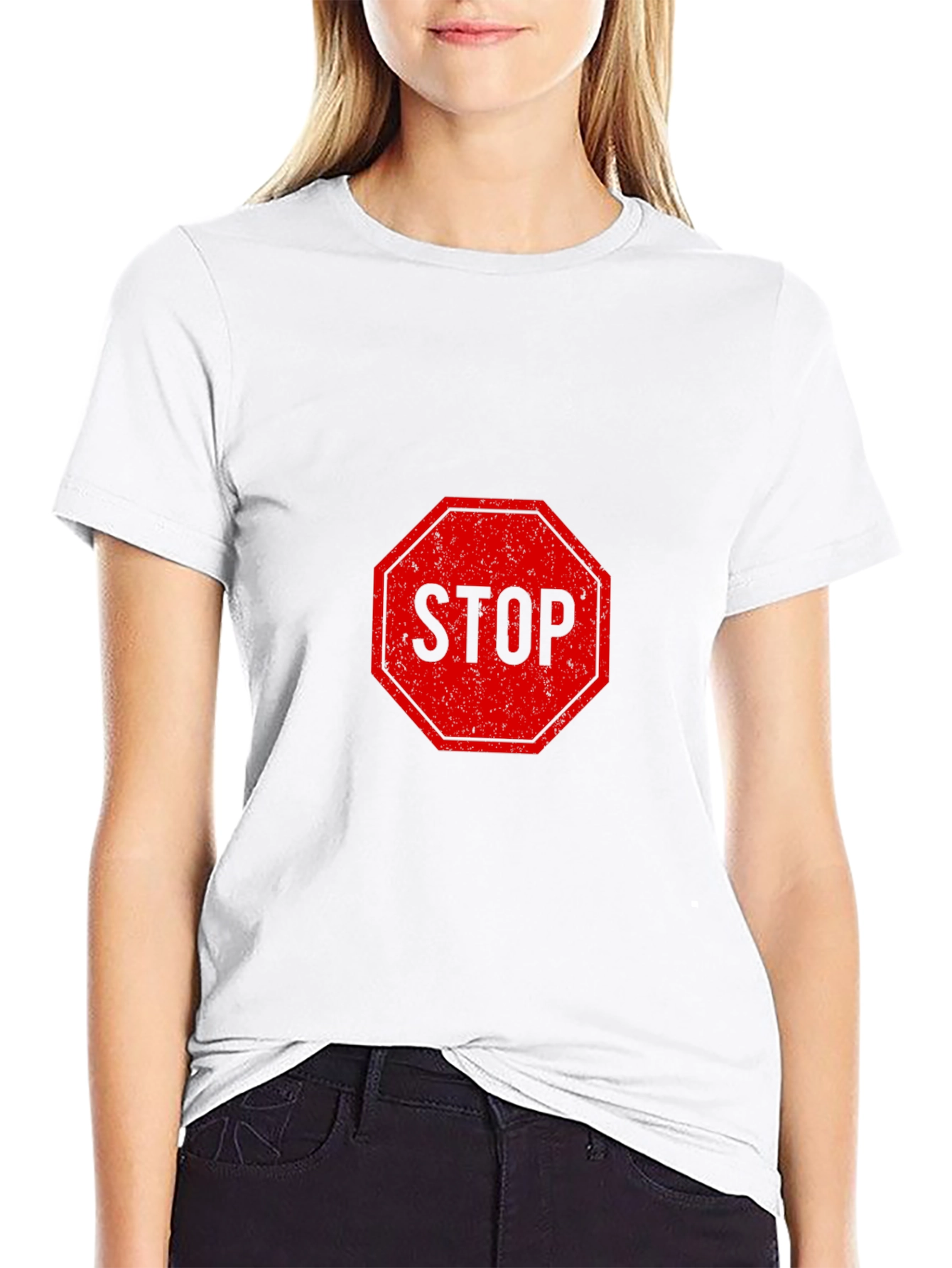 Stop Sign Graphic Tee - Black Short Sleeve