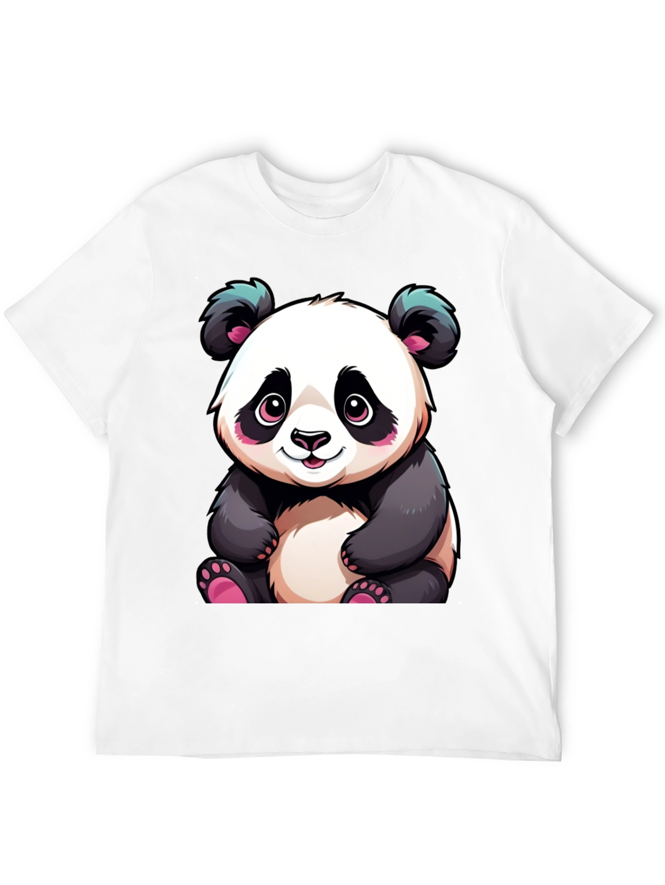 Cute Cartoon Panda Black T-Shirt