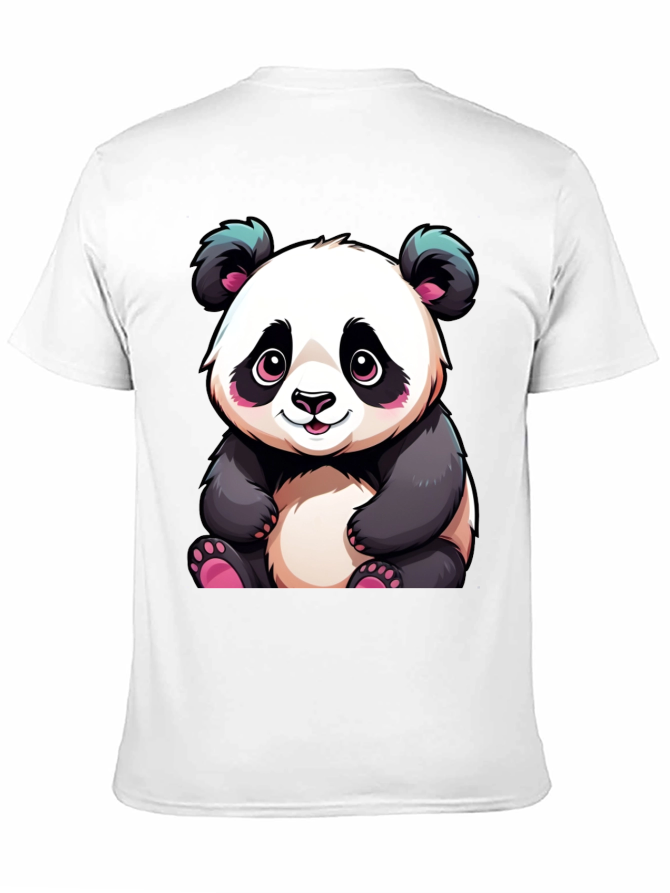 Cute Cartoon Panda Black T-Shirt