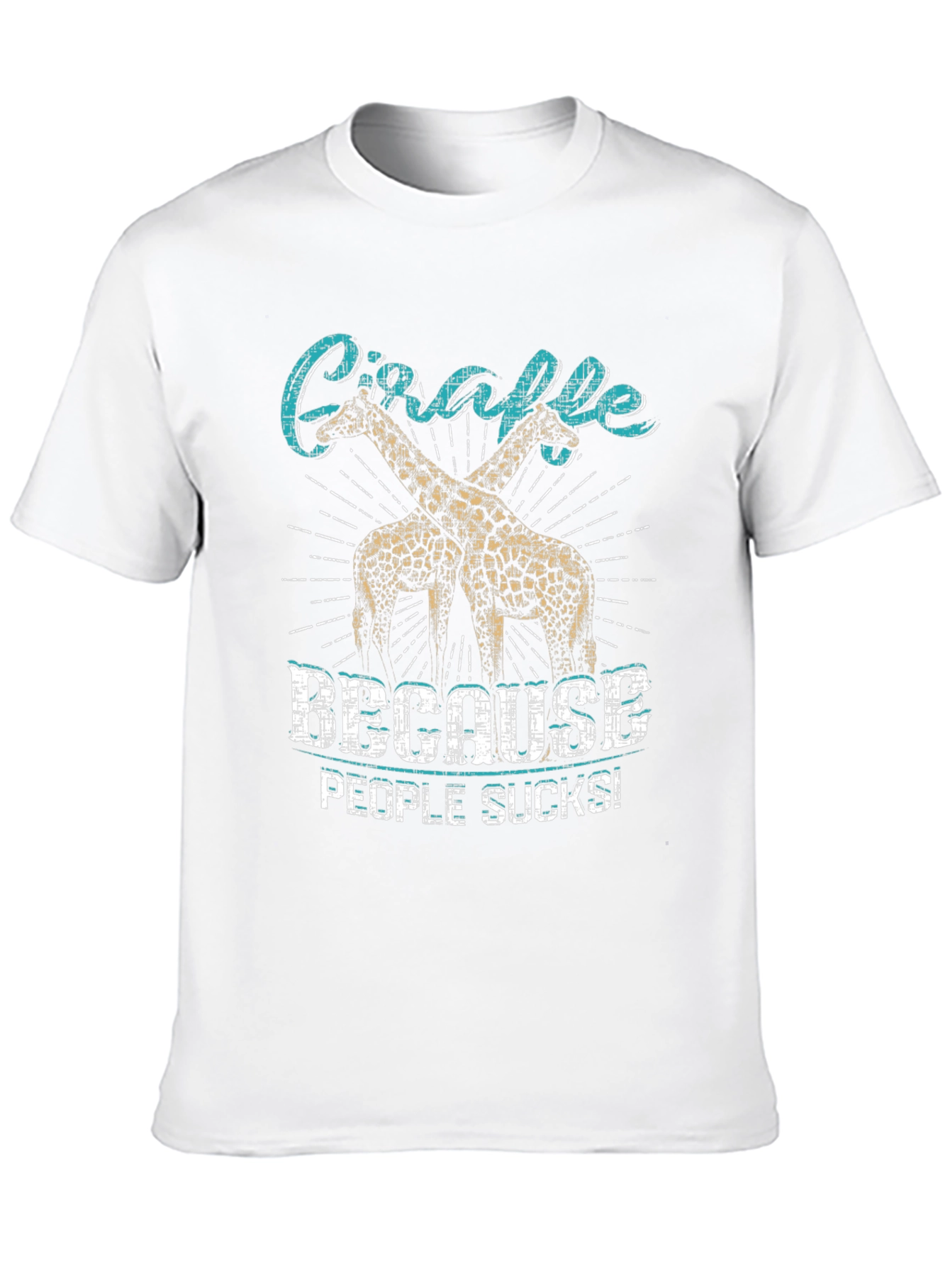 Giraffe Because People Suck Black Graphic T-Shirt