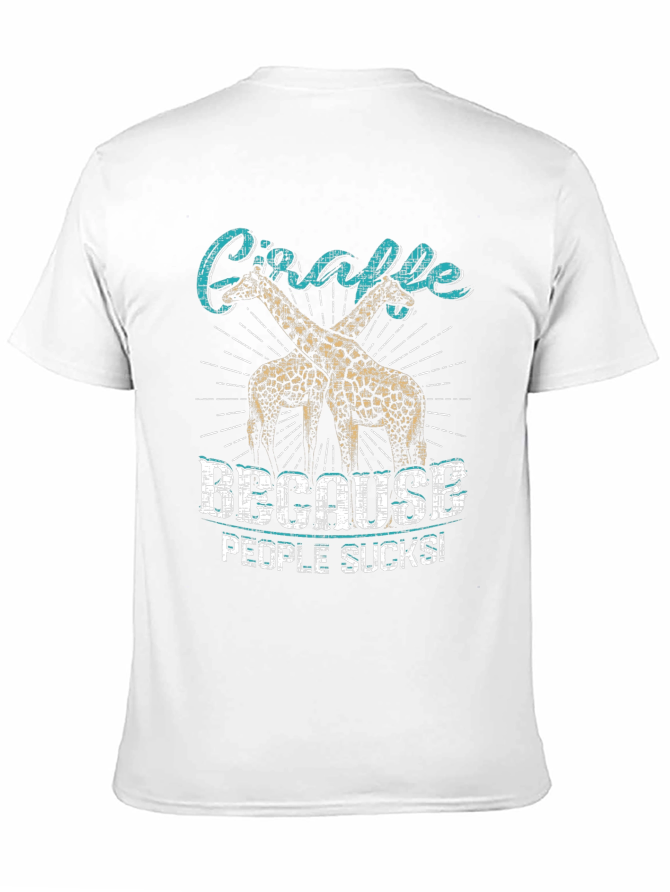 Giraffe Because People Suck Black Graphic T-Shirt