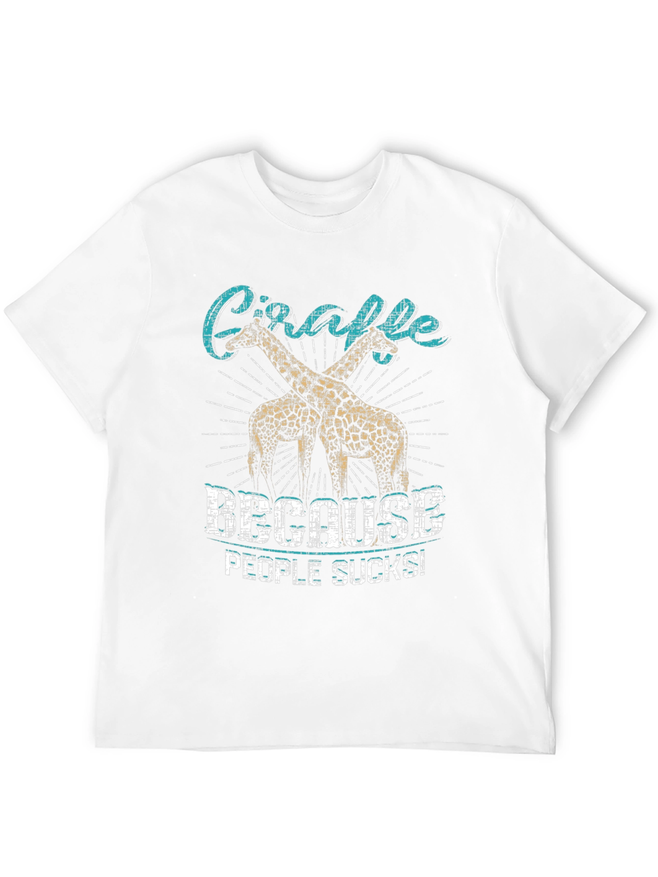 Giraffe Because People Suck Black Graphic T-Shirt