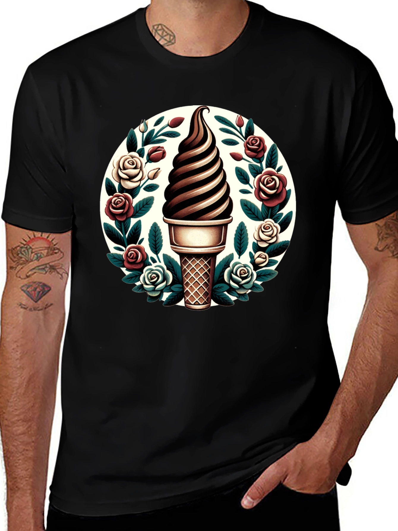 Ice Cream Cone Floral T-Shirt