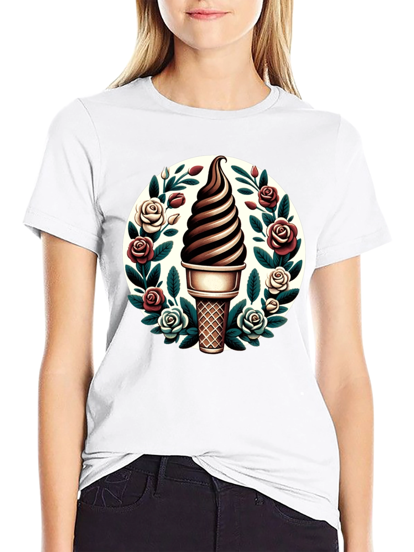 Ice Cream Cone Floral T-Shirt