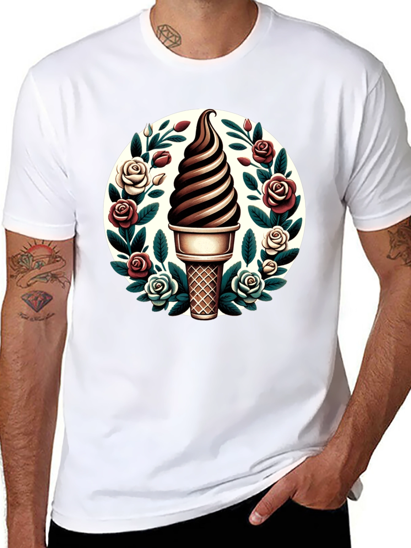 Ice Cream Cone Floral T-Shirt