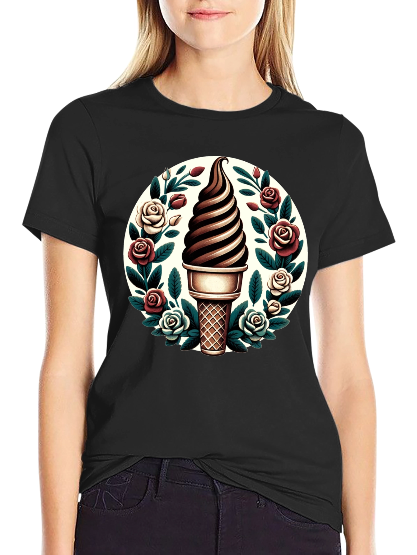 Ice Cream Cone Floral T-Shirt