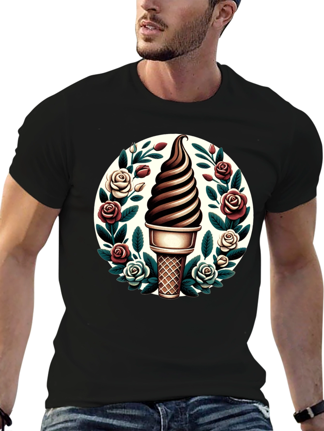 Ice Cream Cone Floral T-Shirt