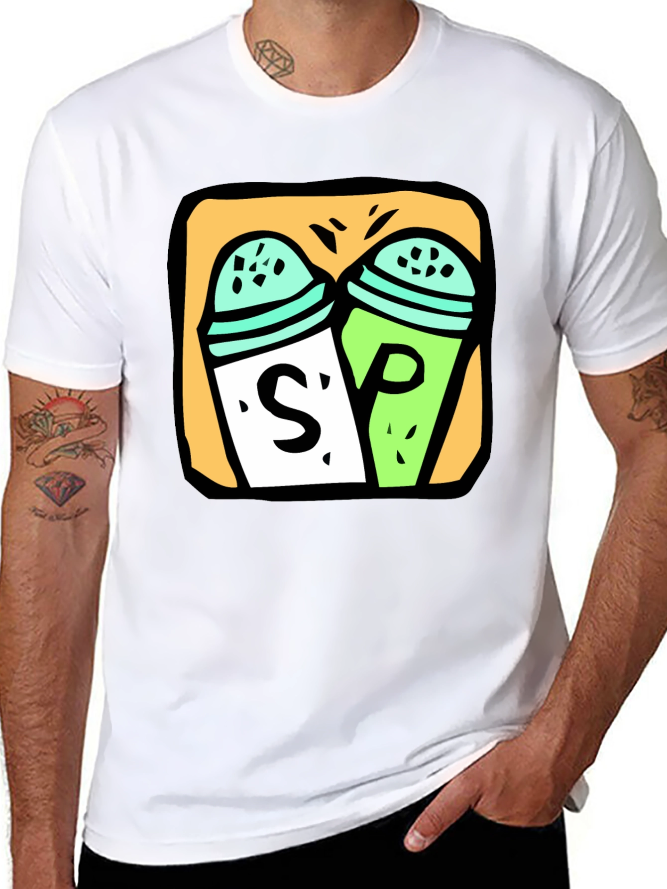 Salt & Pepper Graphic Tee - Black Cotton T-Shirt
