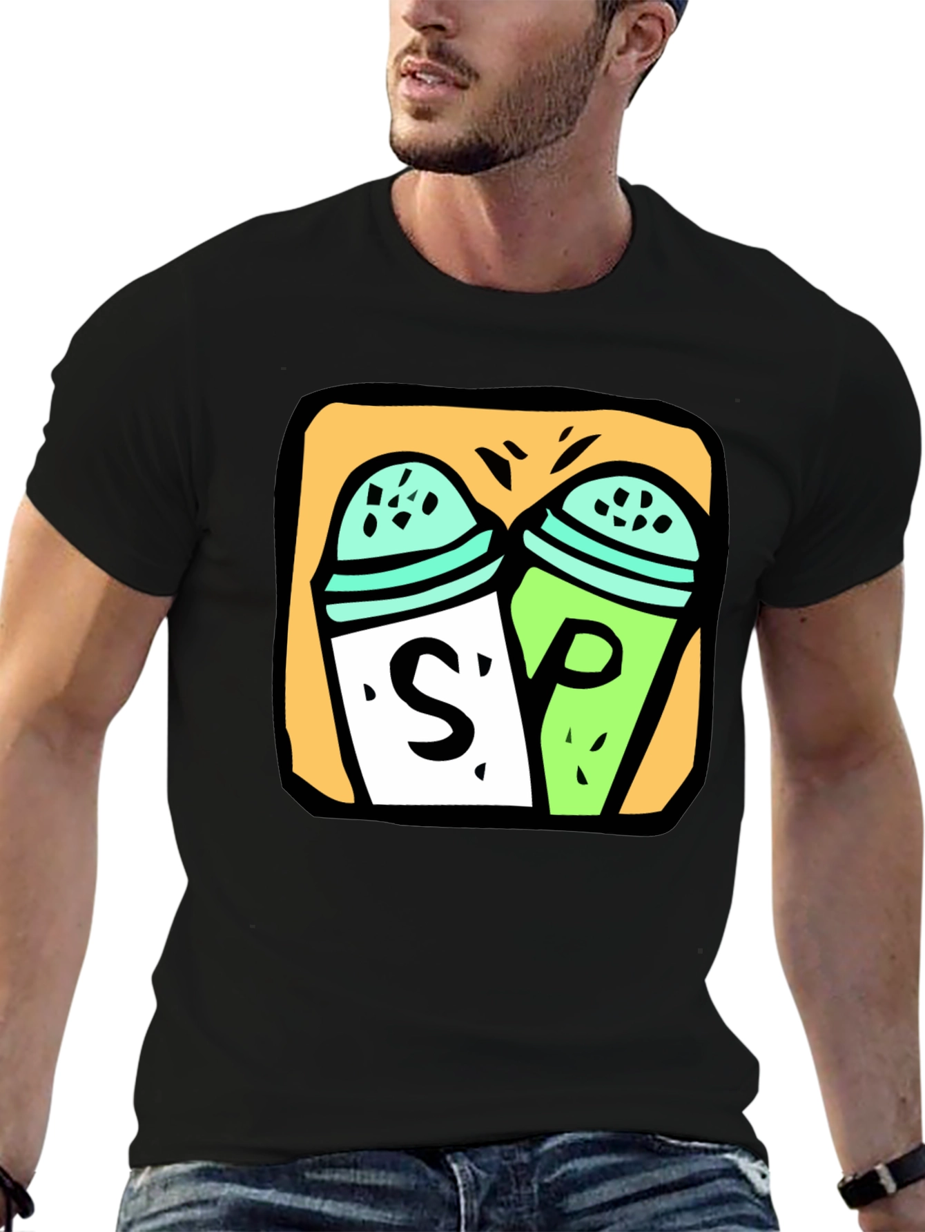 Salt & Pepper Graphic Tee - Black Cotton T-Shirt