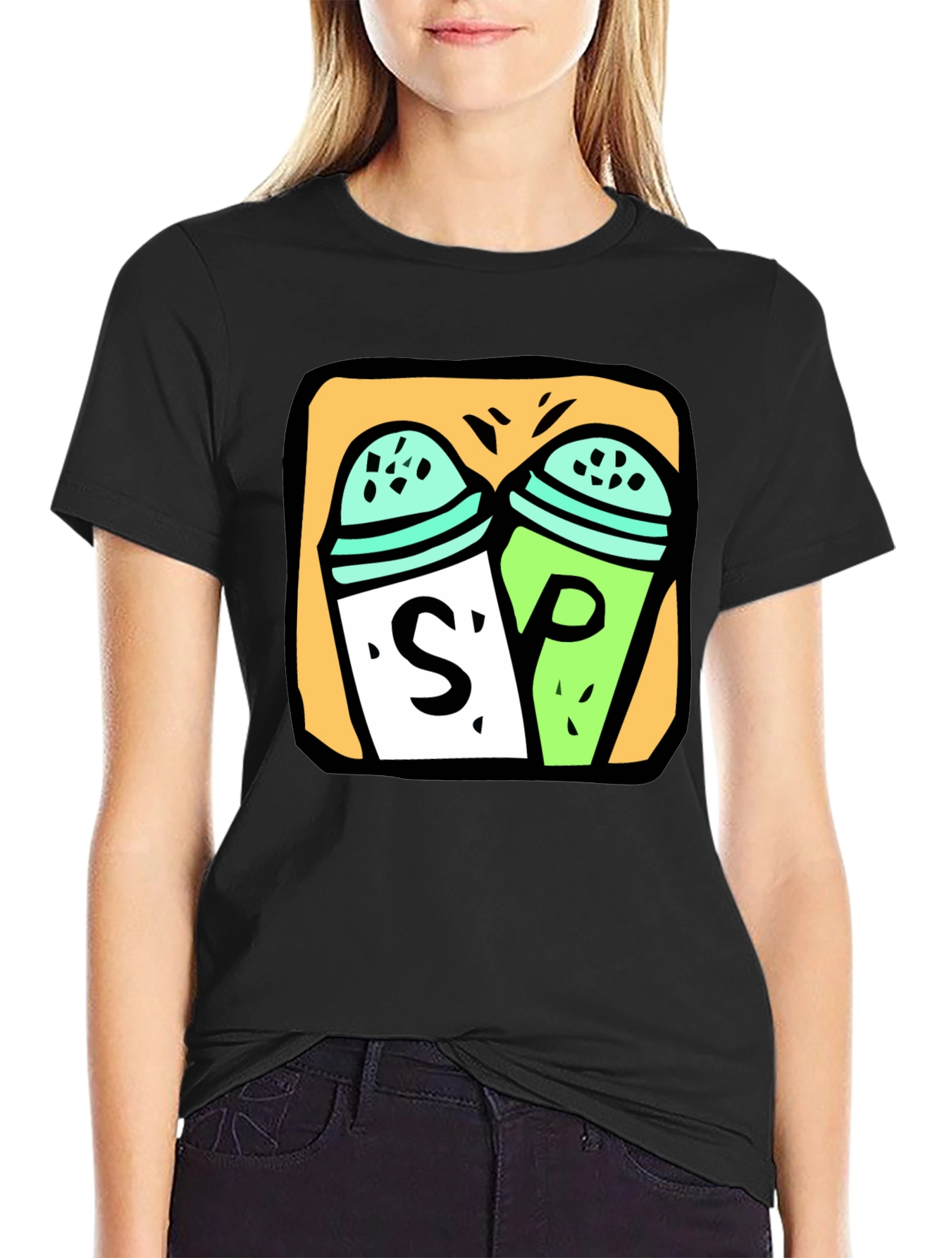 Salt & Pepper Graphic Tee - Black Cotton T-Shirt