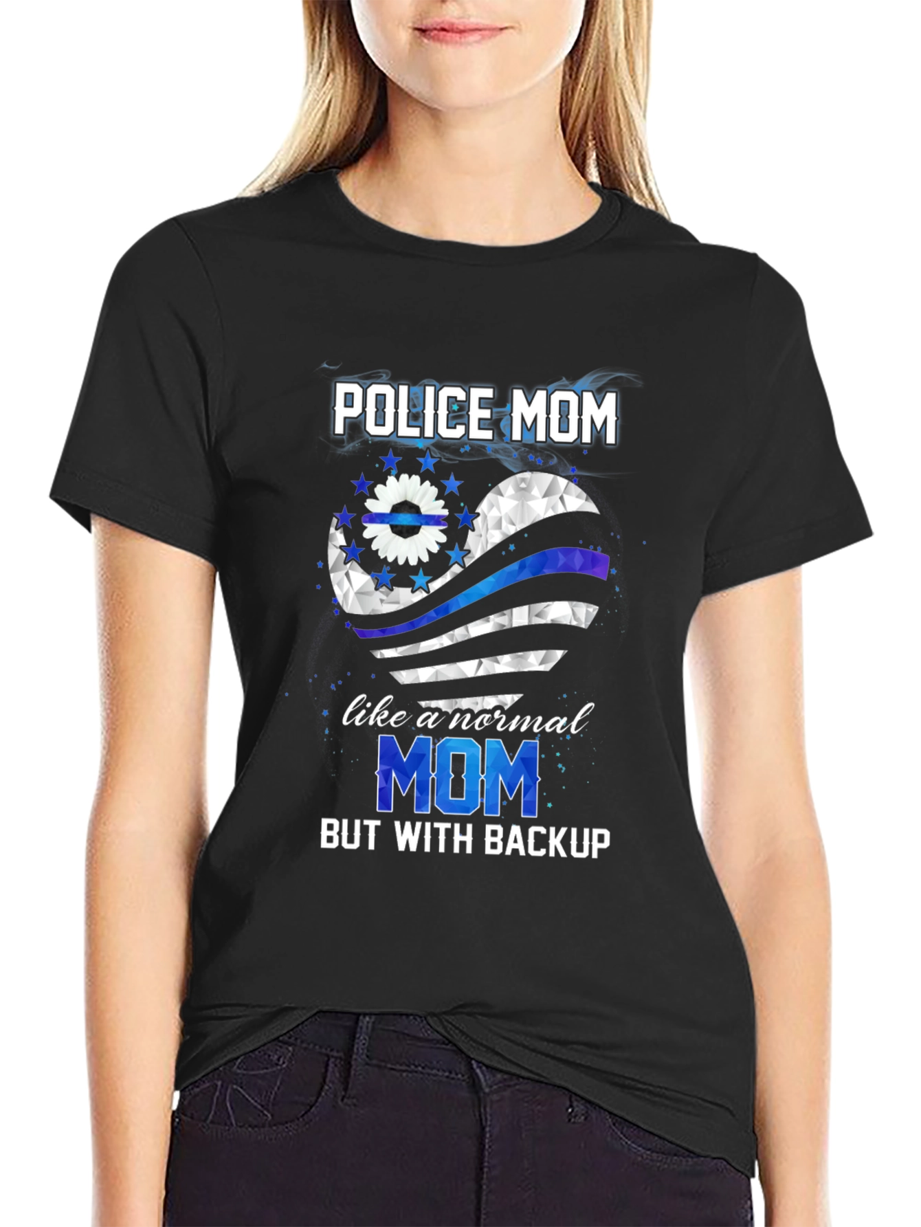 Police Mom T-Shirt: With Backup Support Tee