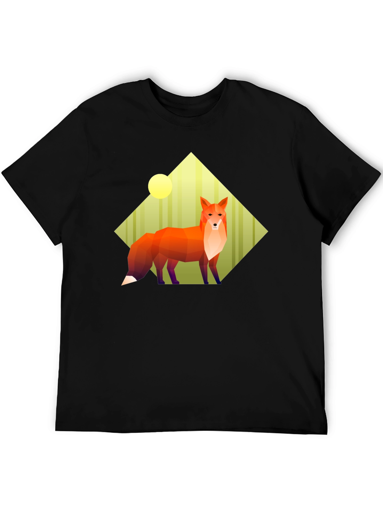 Geometric Fox Graphic Tee - Unisex Black T-Shirt
