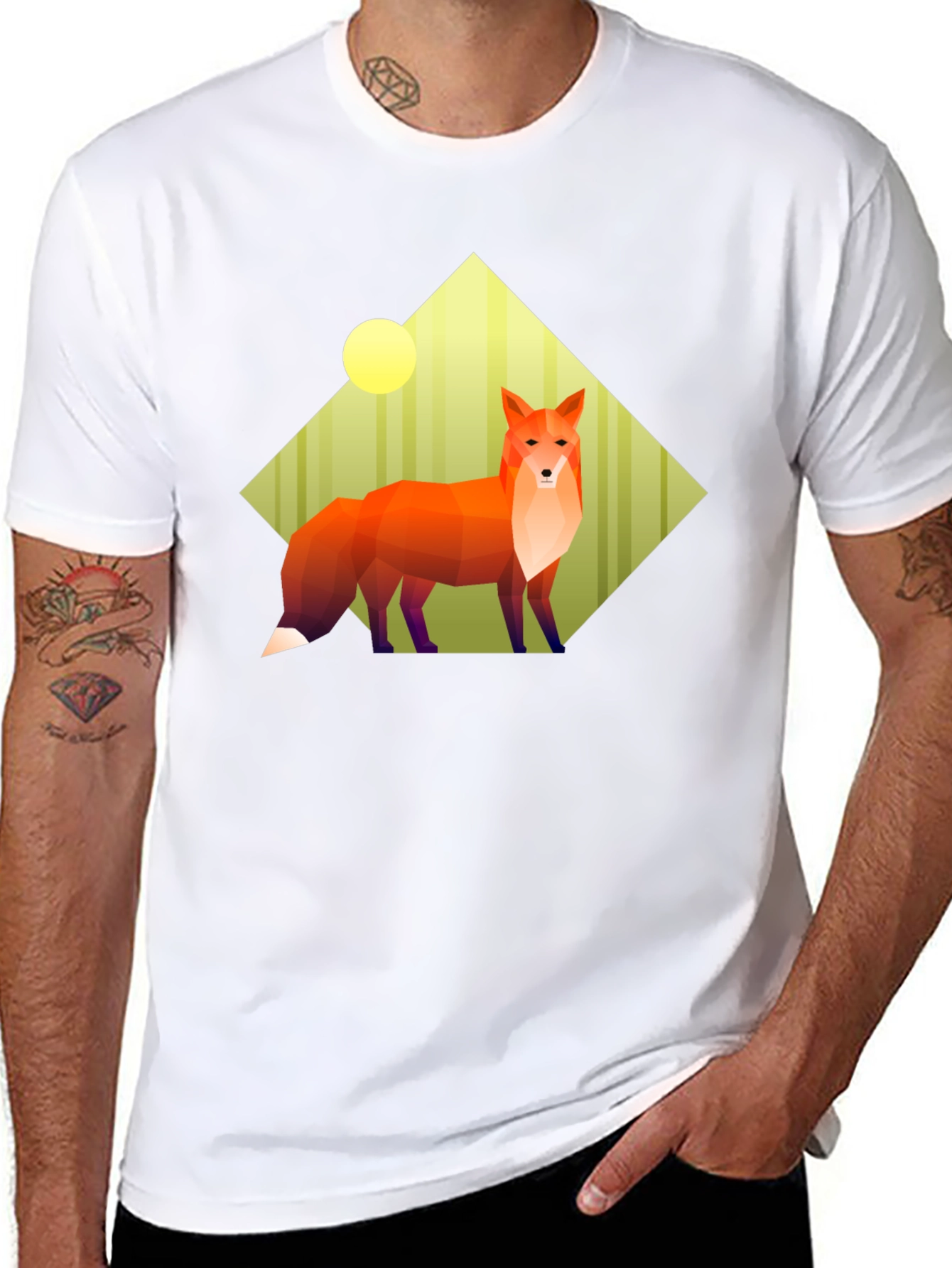 Geometric Fox Graphic Tee - Unisex Black T-Shirt