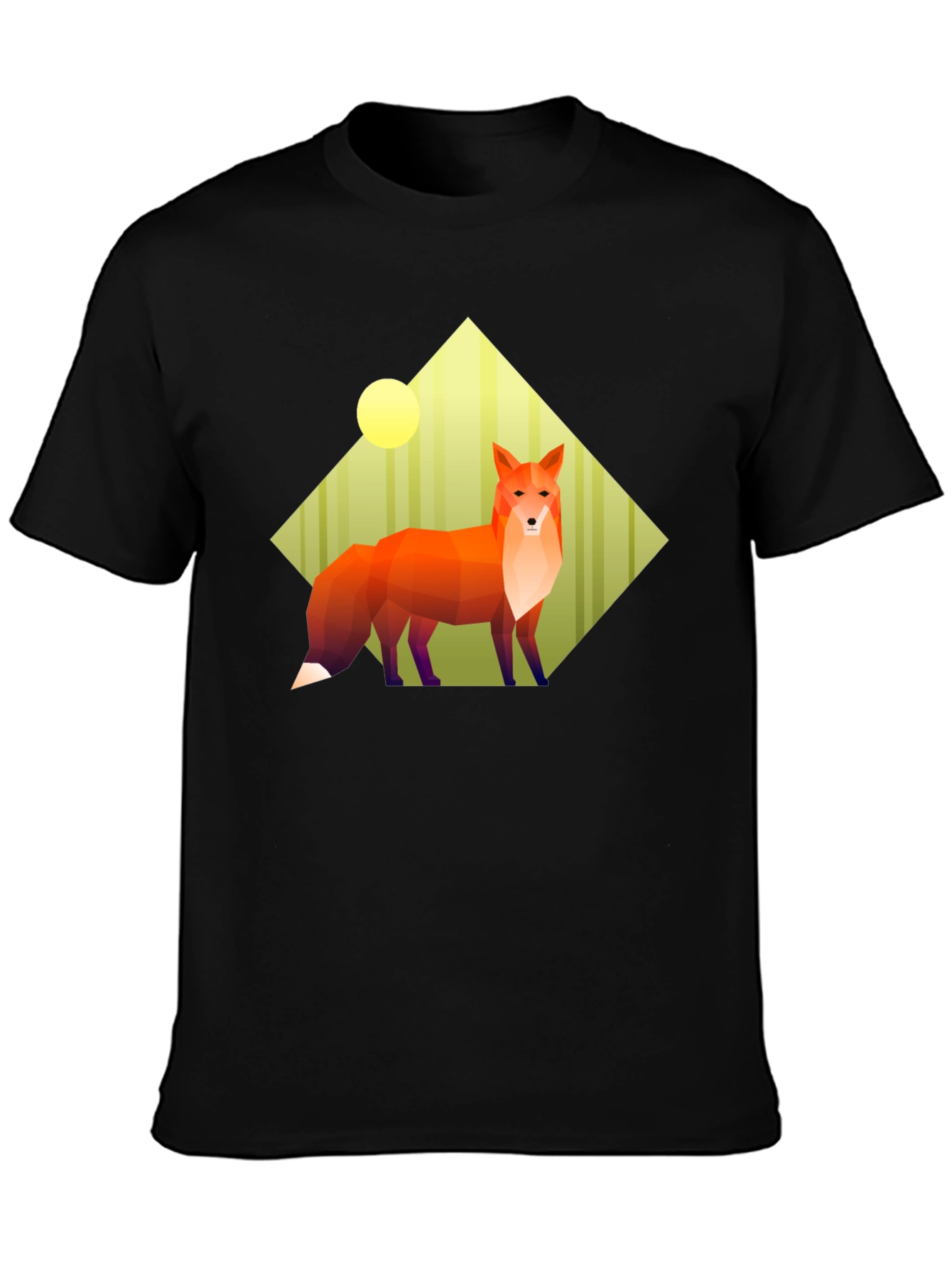 Geometric Fox Graphic Tee - Unisex Black T-Shirt