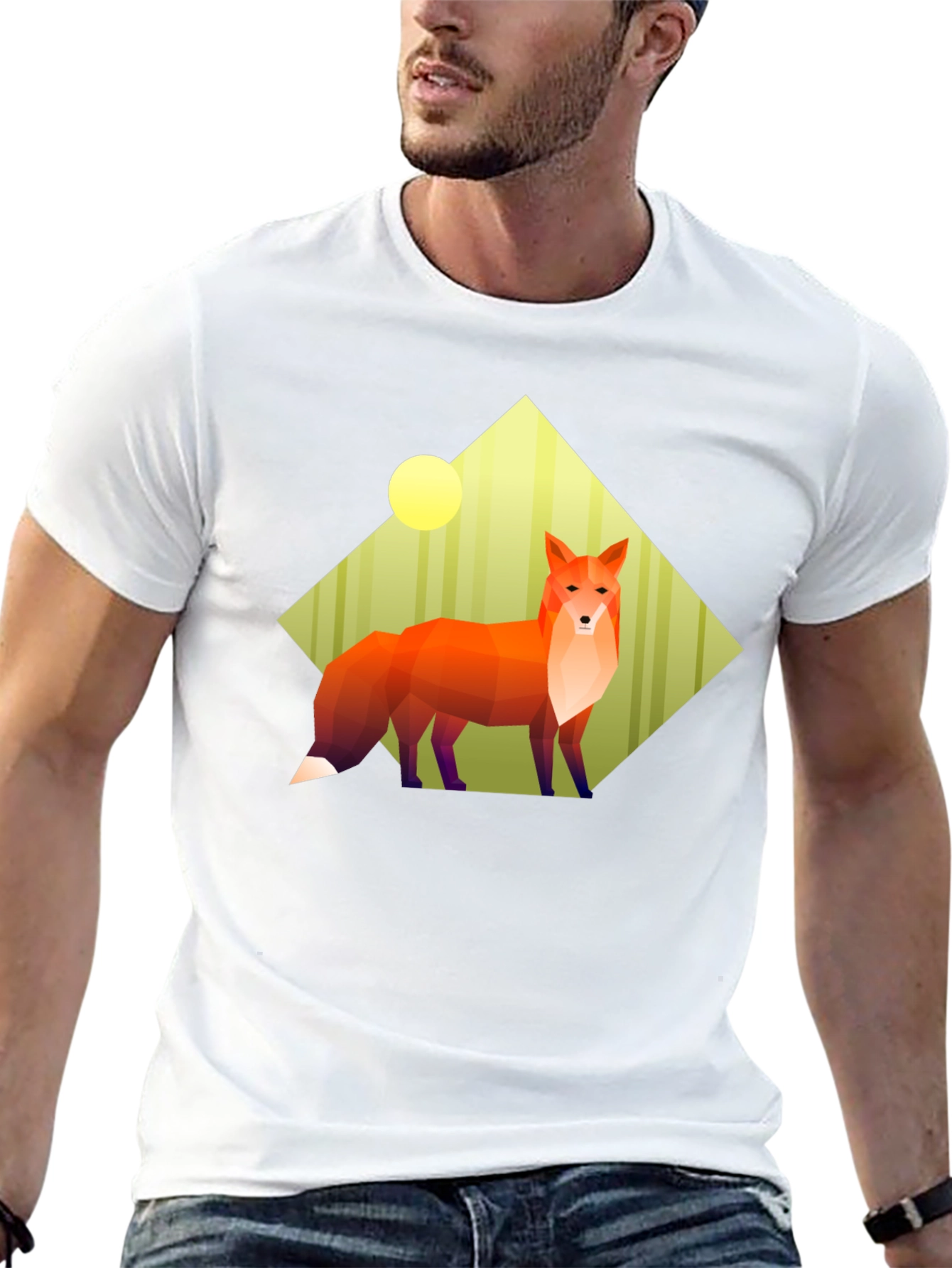 Geometric Fox Graphic Tee - Unisex Black T-Shirt