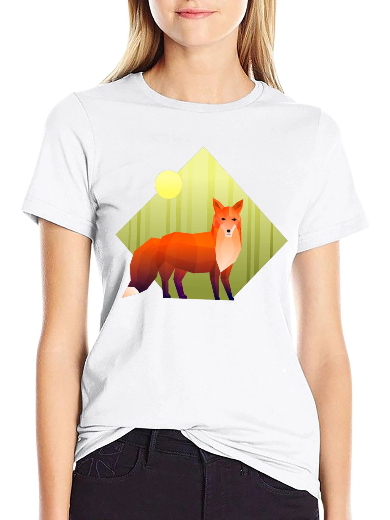 Geometric Fox Graphic Tee - Unisex Black T-Shirt