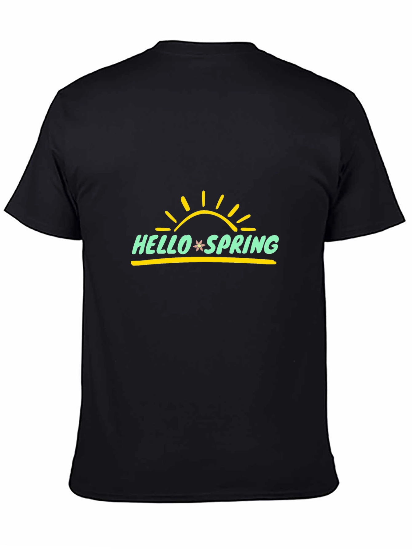 Hello Spring Graphic Tee - Black Cotton T-Shirt