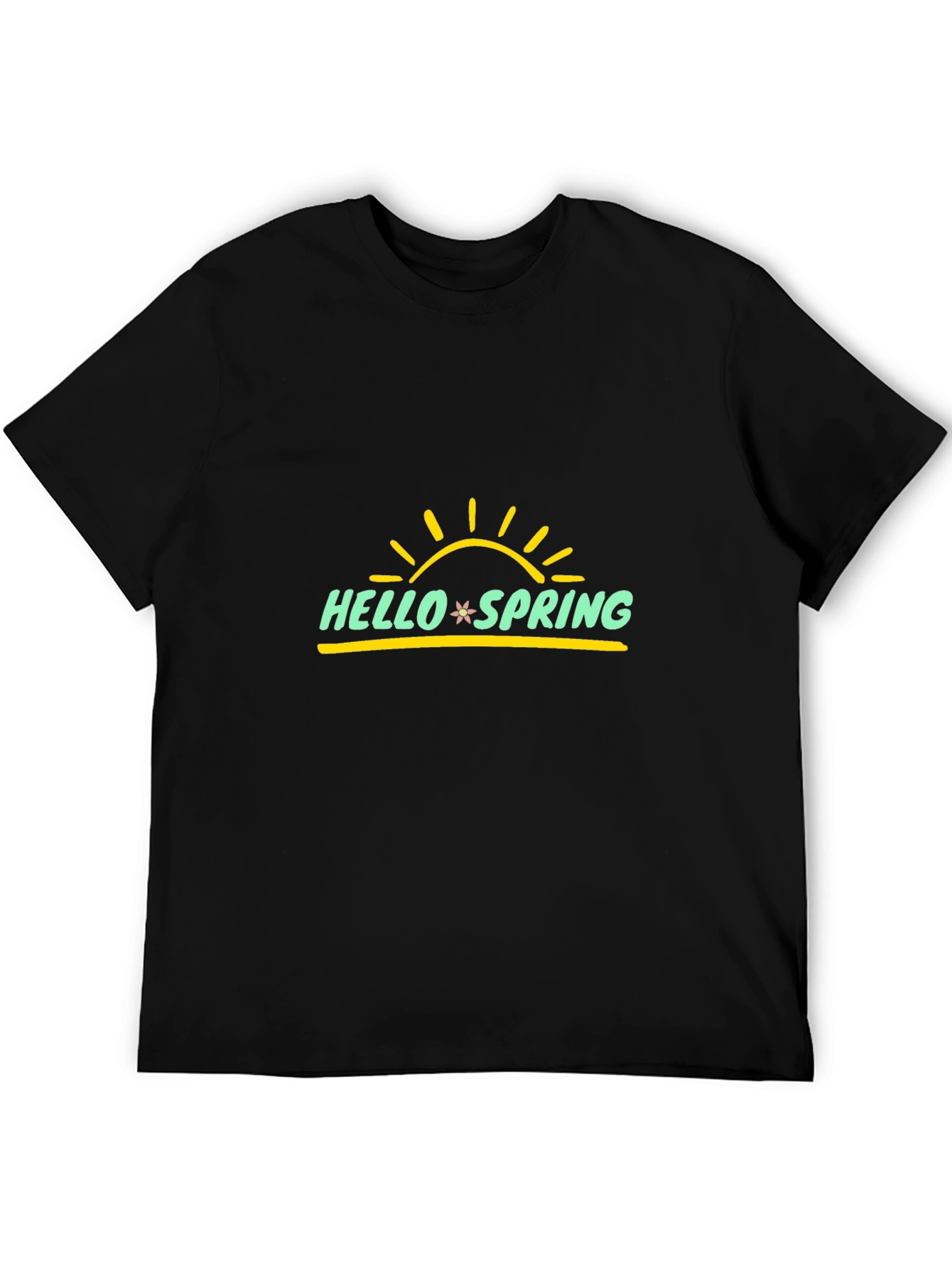 Hello Spring Graphic Tee - Black Cotton T-Shirt