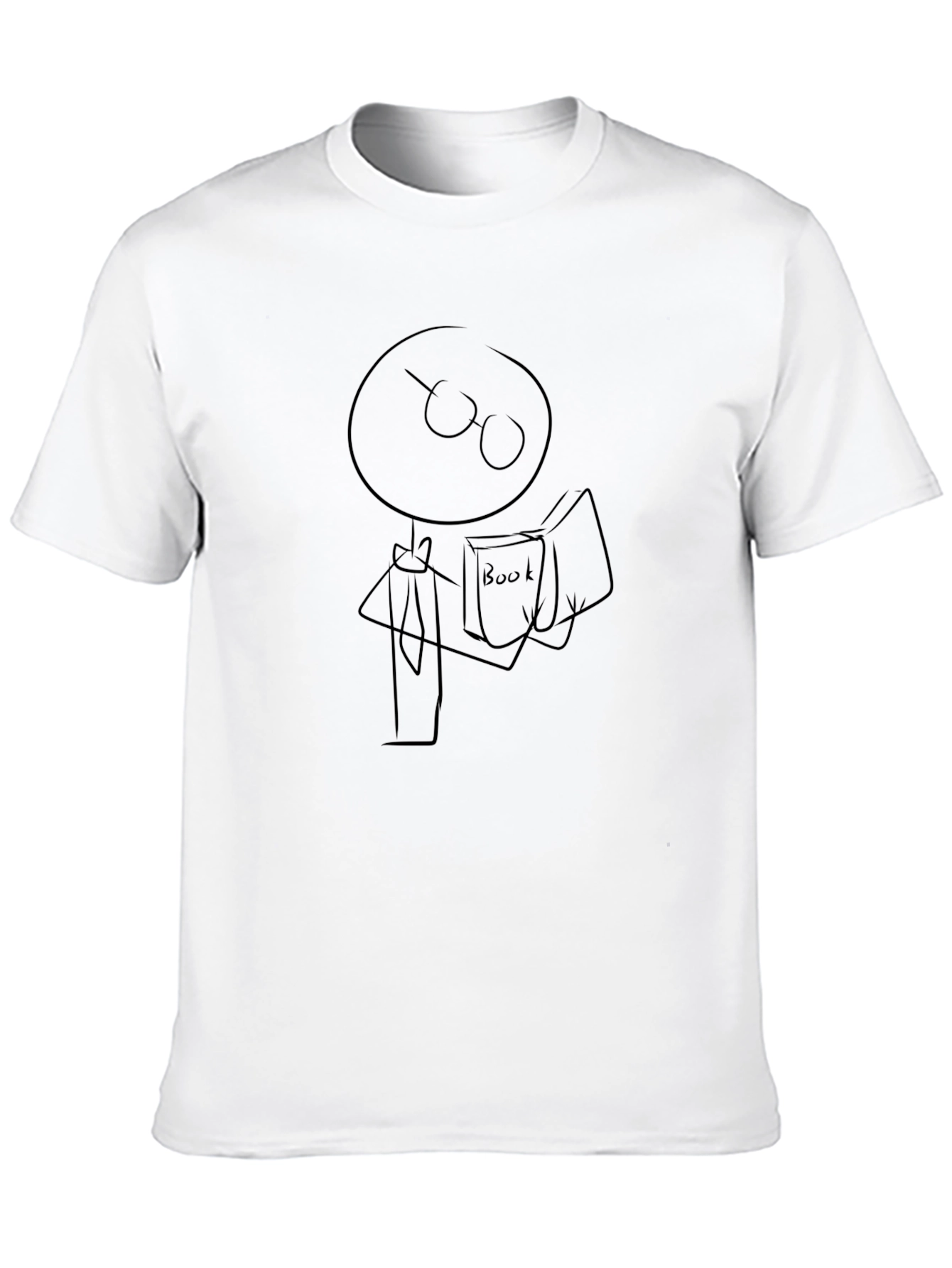 Stick Figure Bookworm Graphic Tee - Black