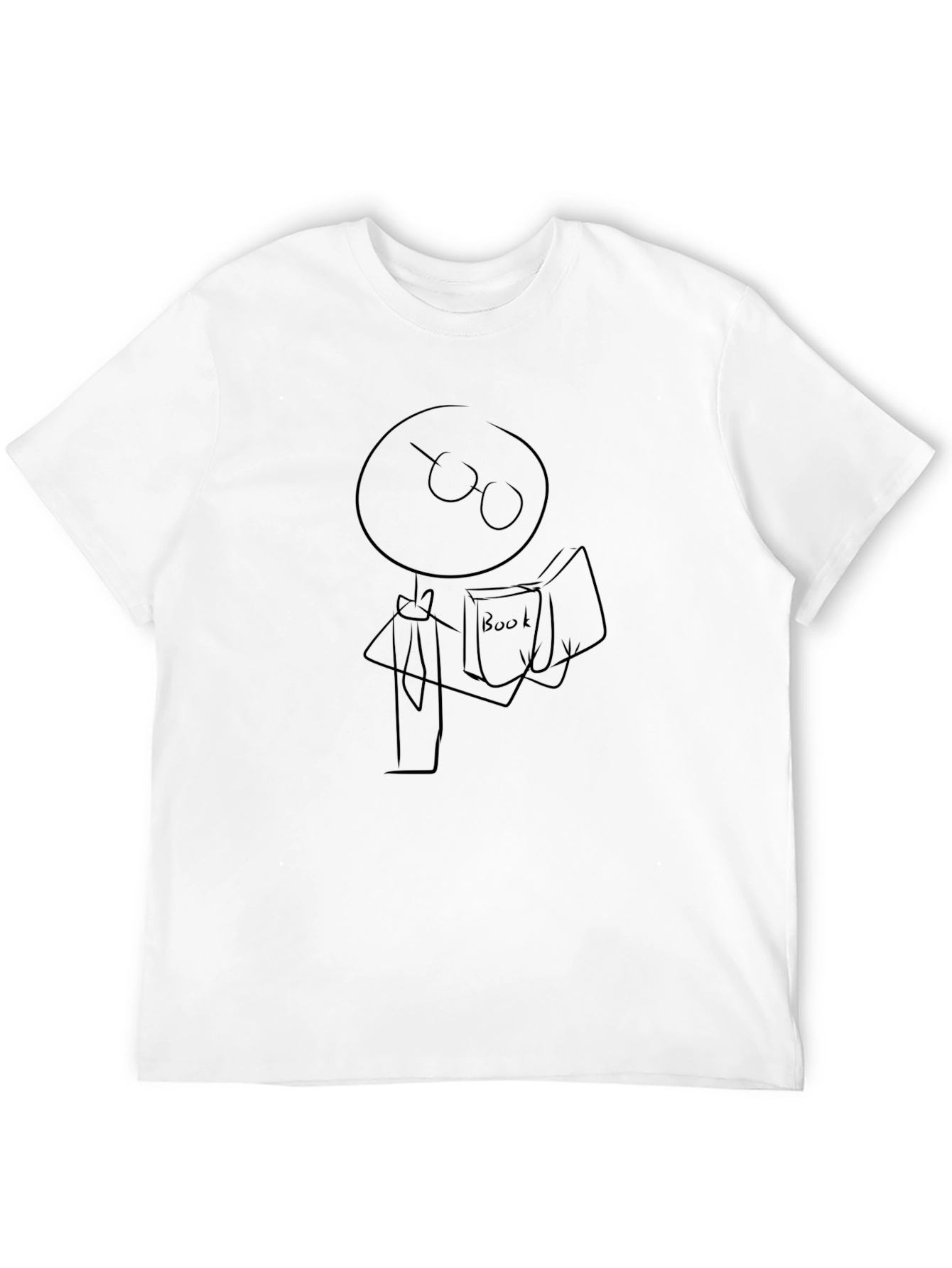 Stick Figure Bookworm Graphic Tee - Black