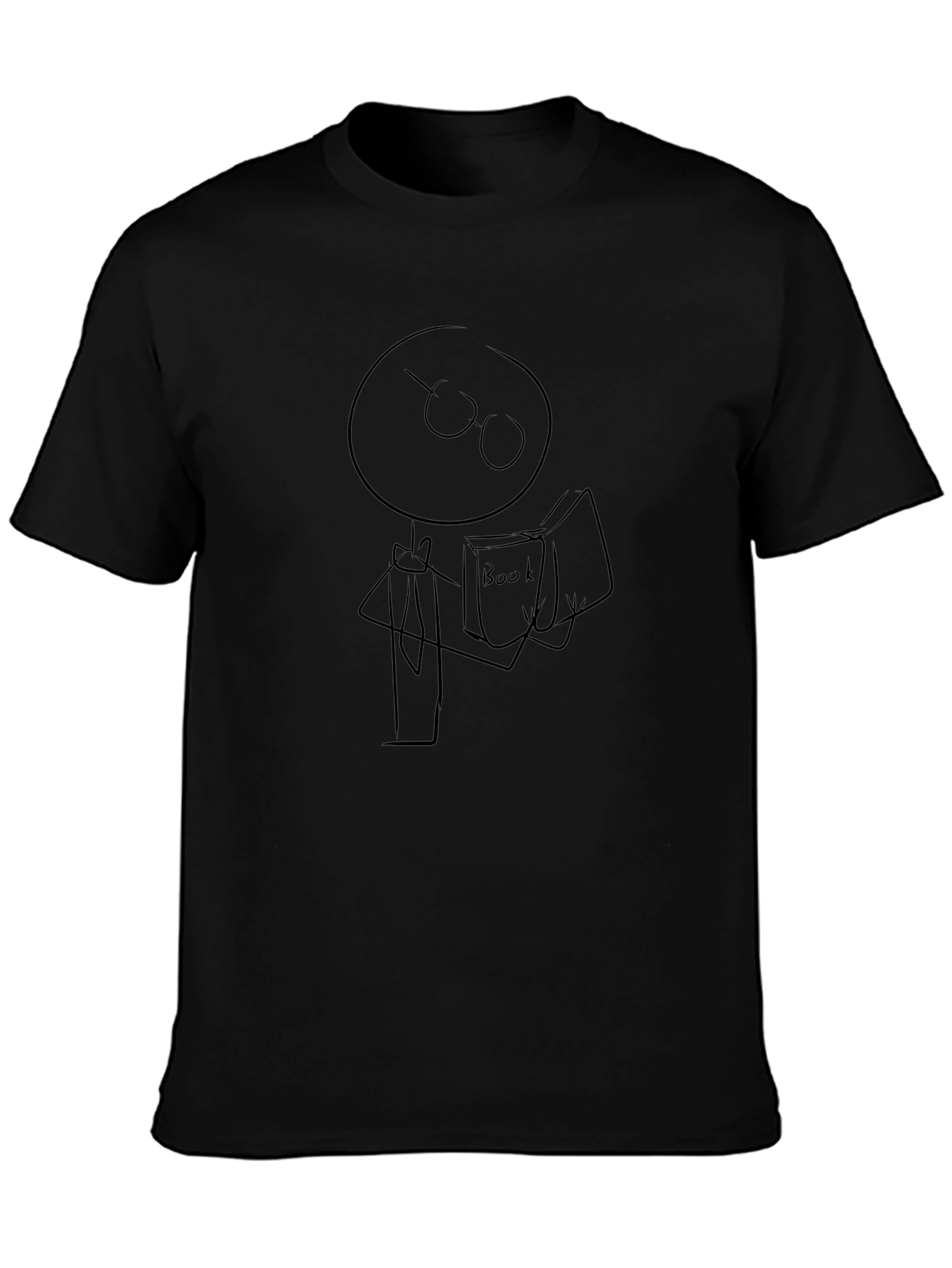 Stick Figure Bookworm Graphic Tee - Black