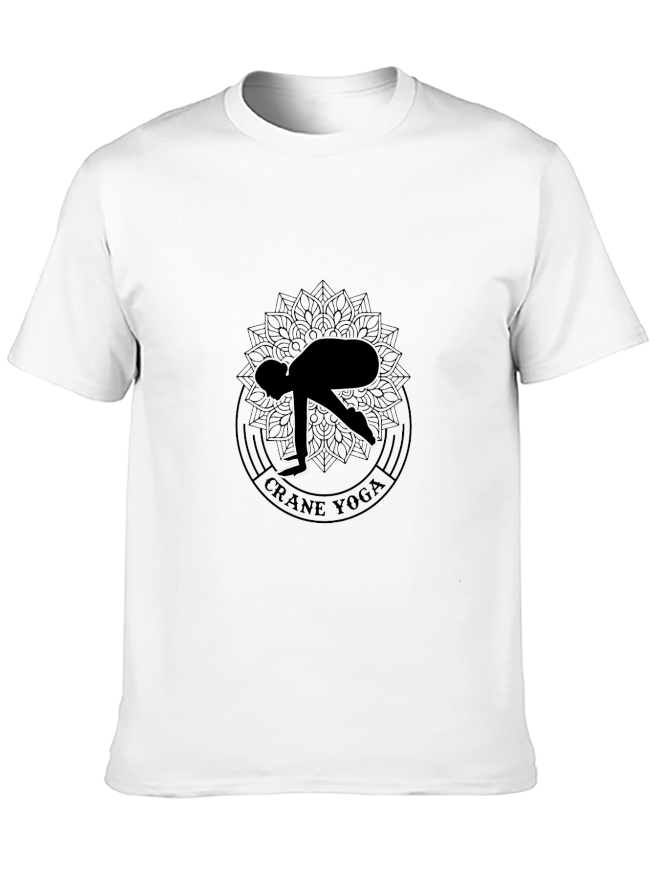 Crane Yoga Black T-Shirt - Meditative Style