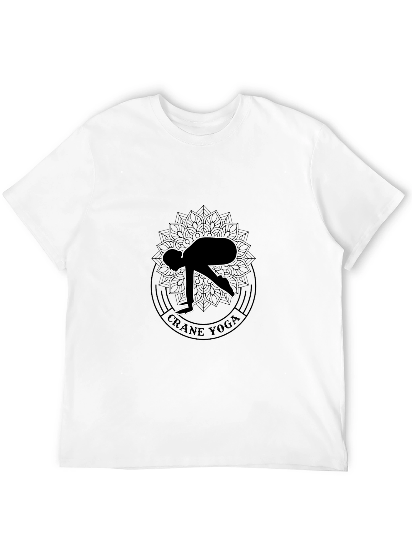 Crane Yoga Black T-Shirt - Meditative Style