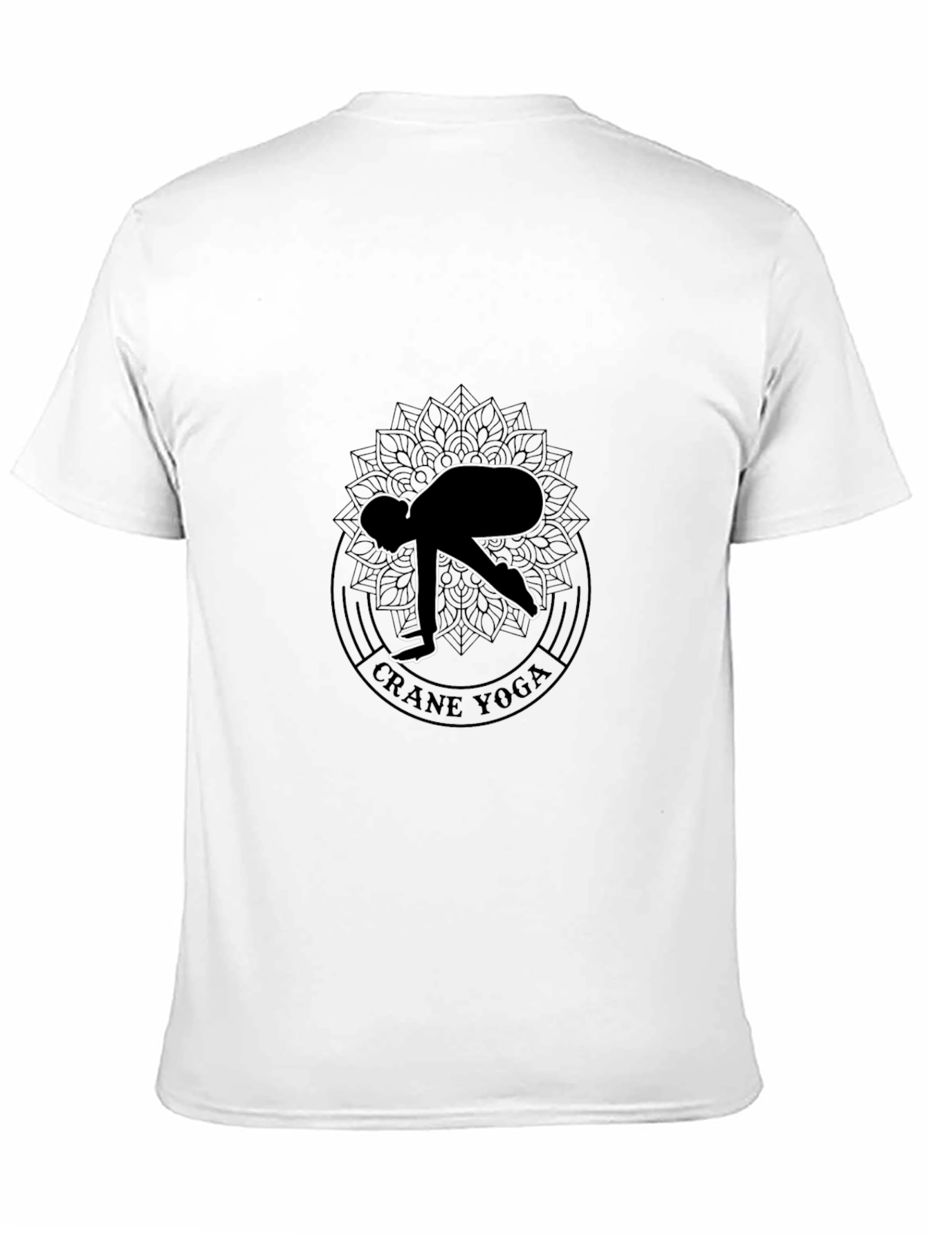 Crane Yoga Black T-Shirt - Meditative Style