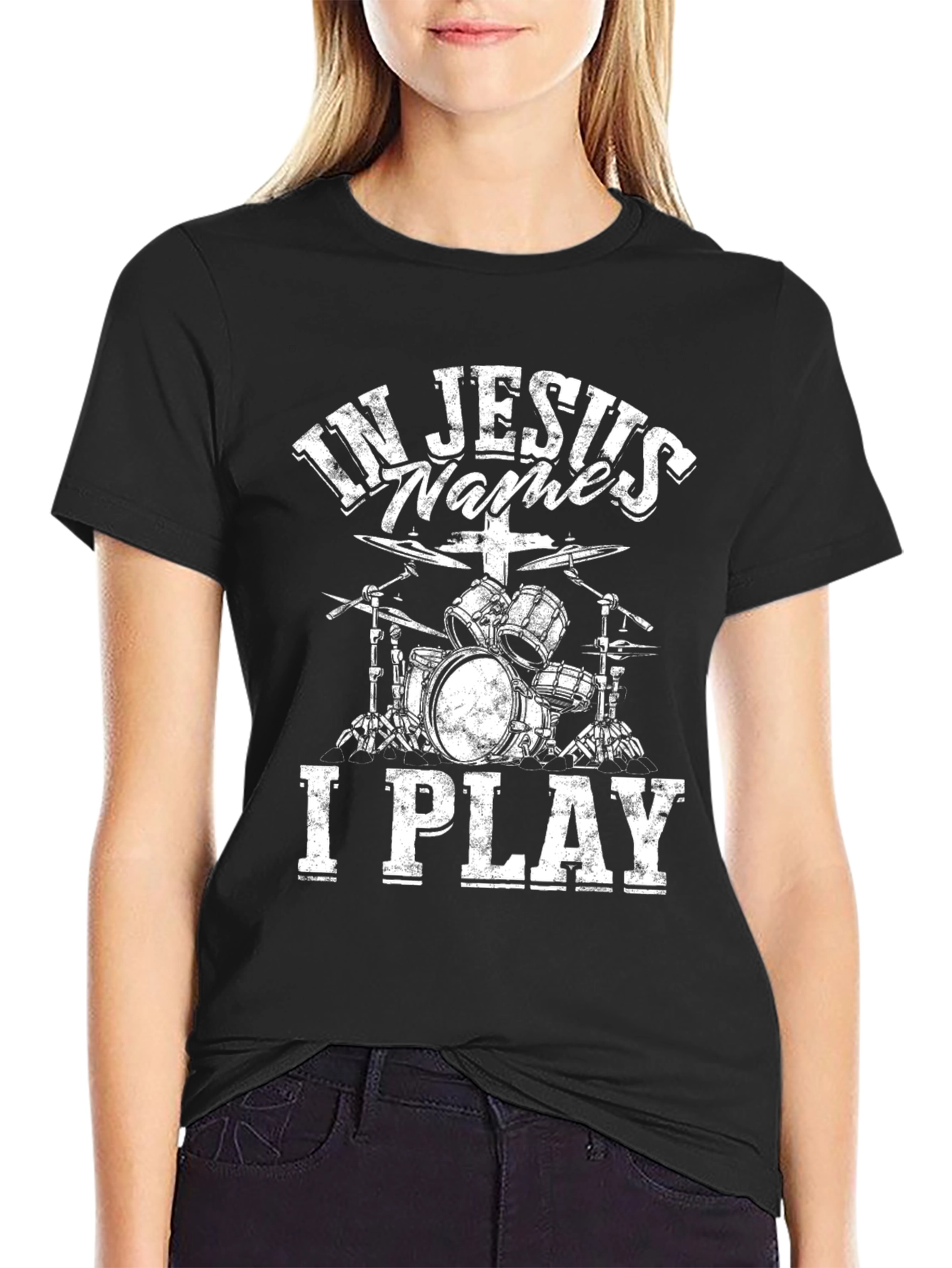In Jesuss Name I Play Drummer T-Shirt