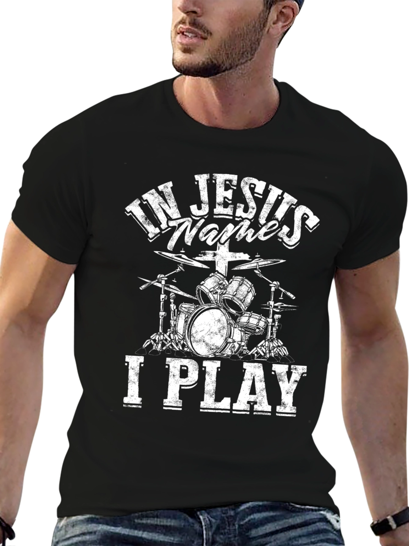 In Jesuss Name I Play Drummer T-Shirt