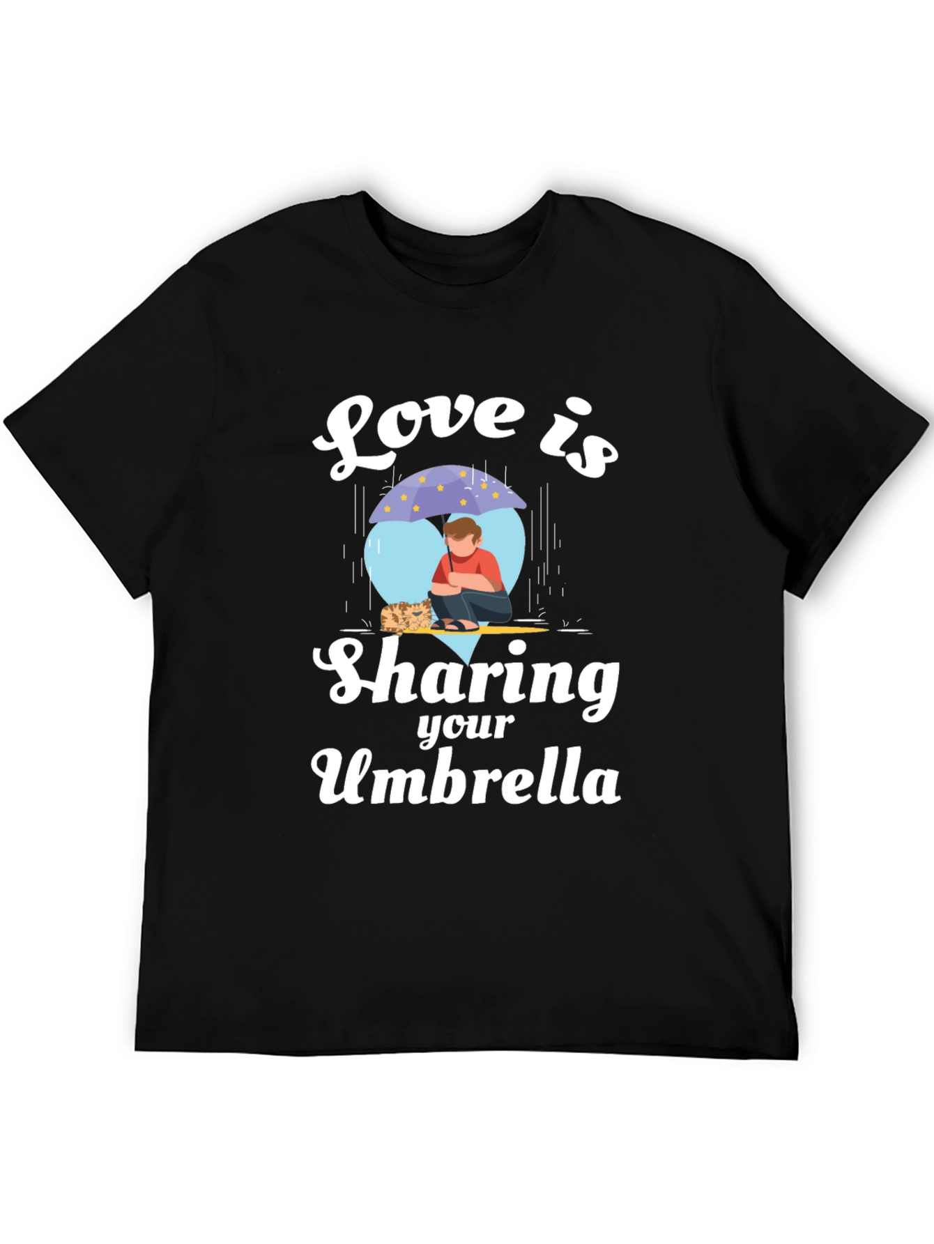 Love is Sharing Your Umbrella Black T-Shirt