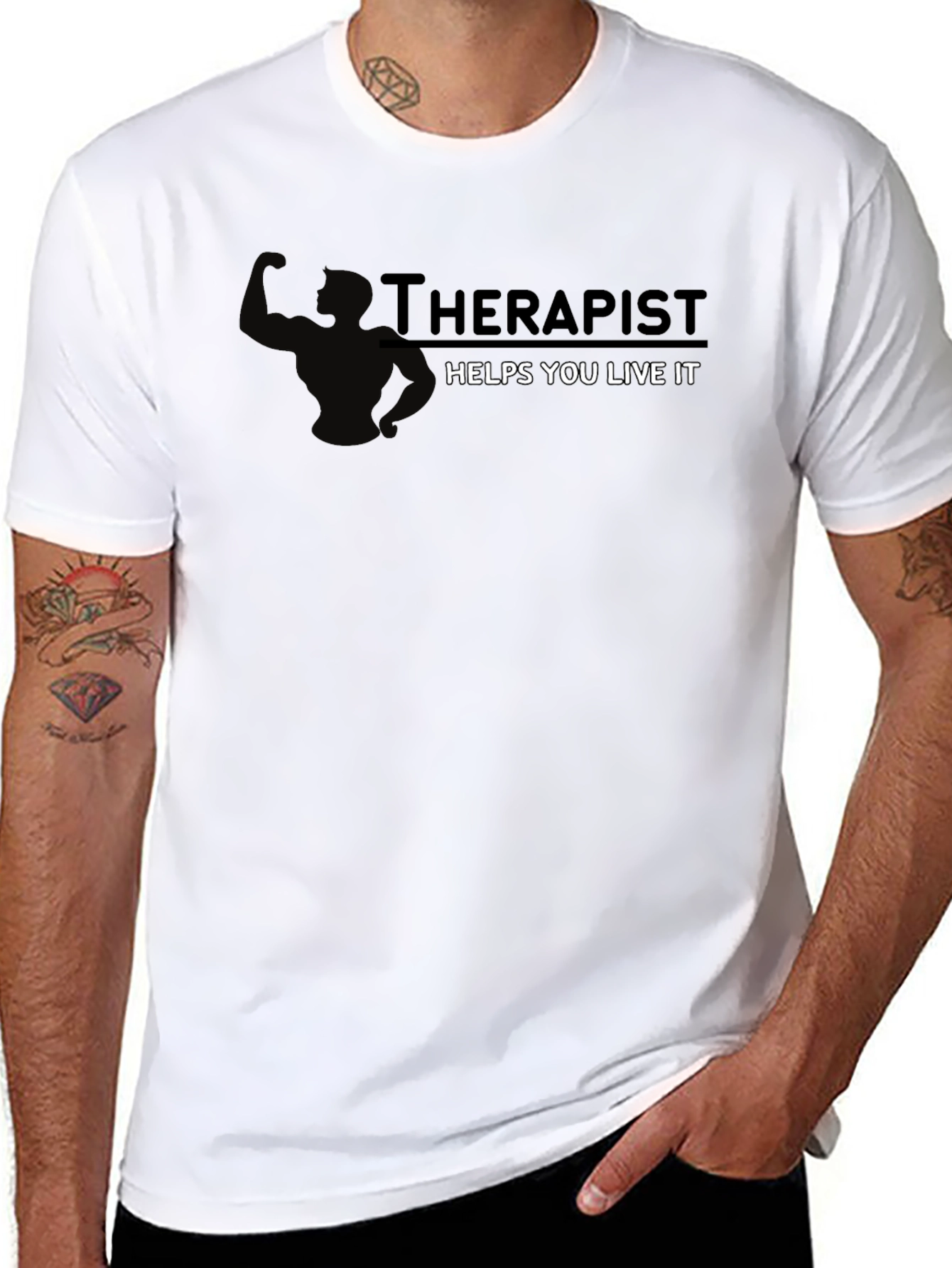 Therapist Helps You Live It Black T-Shirt