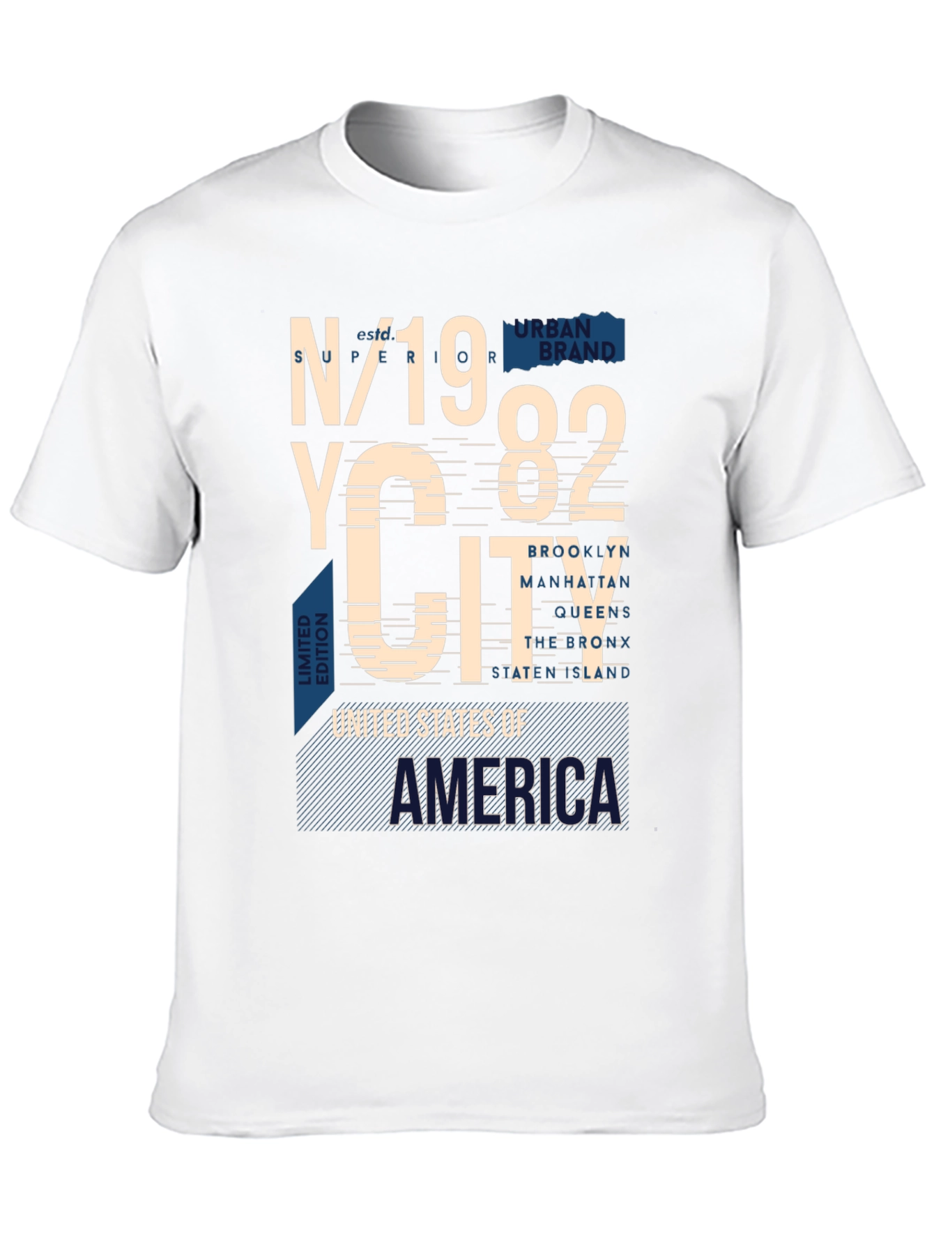 NYC 1982 Graphic Print Crew Neck T-Shirt