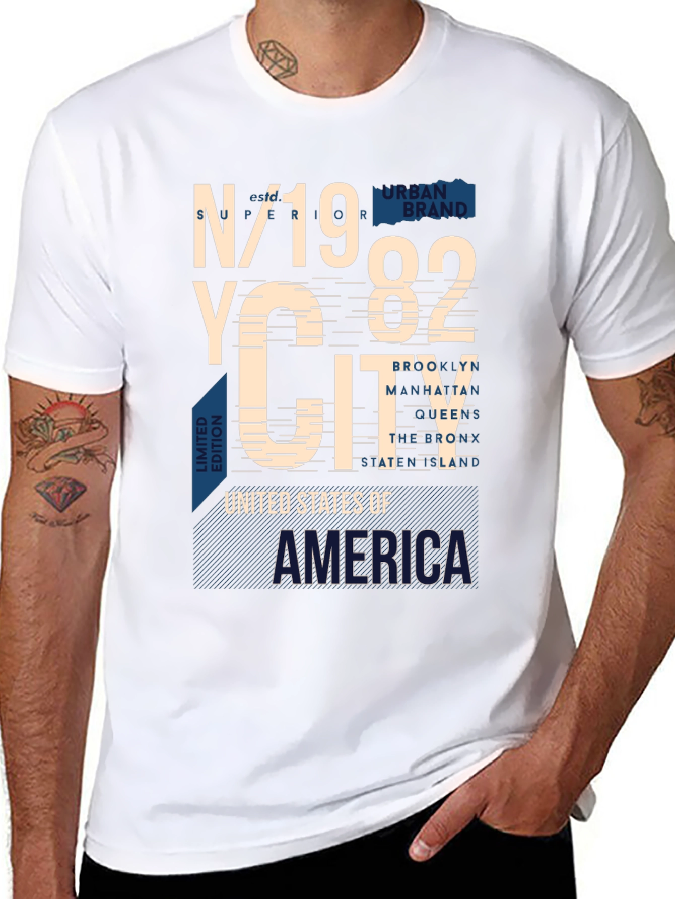 NYC 1982 Graphic Print Crew Neck T-Shirt