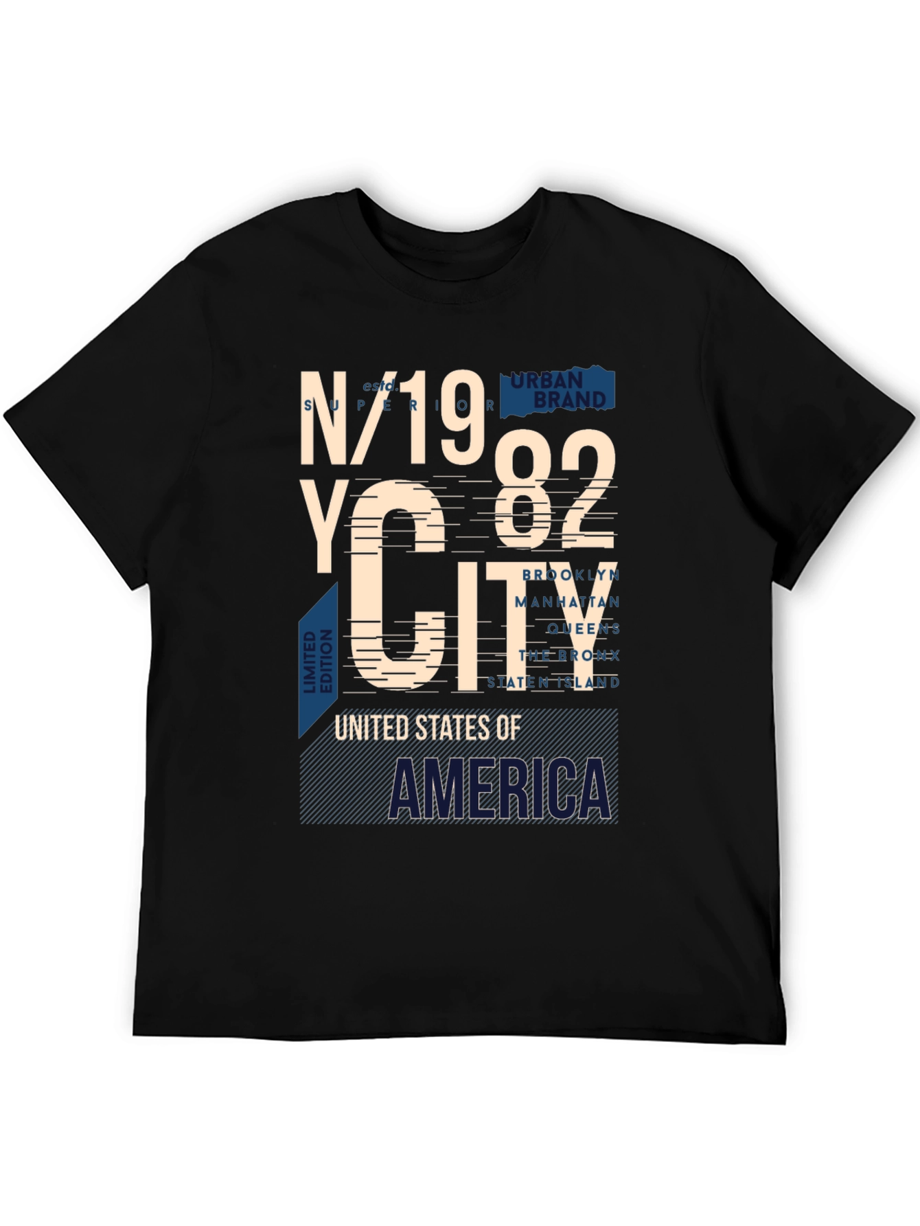NYC 1982 Graphic Print Crew Neck T-Shirt