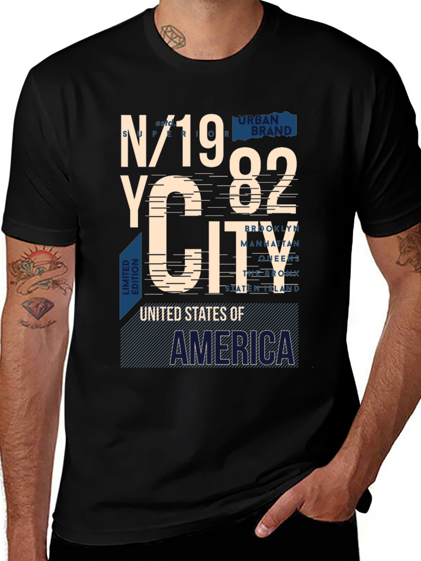 NYC 1982 Graphic Print Crew Neck T-Shirt