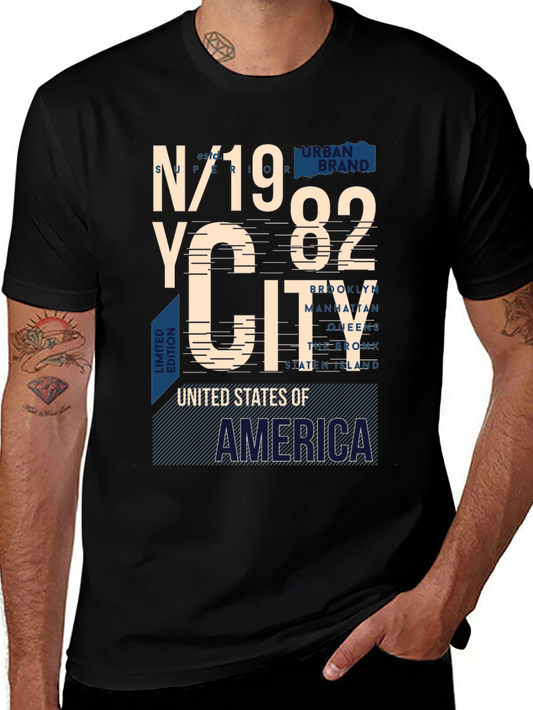NYC 1982 Graphic Print Crew Neck T-Shirt